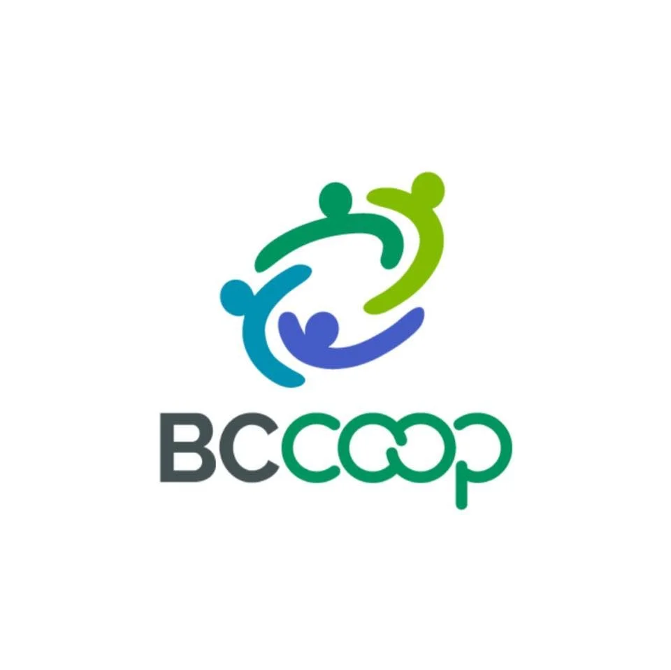 blue and green logo for BC Co-op association