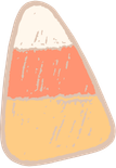 Candy corn pieces with orange, yellow, and white layers.