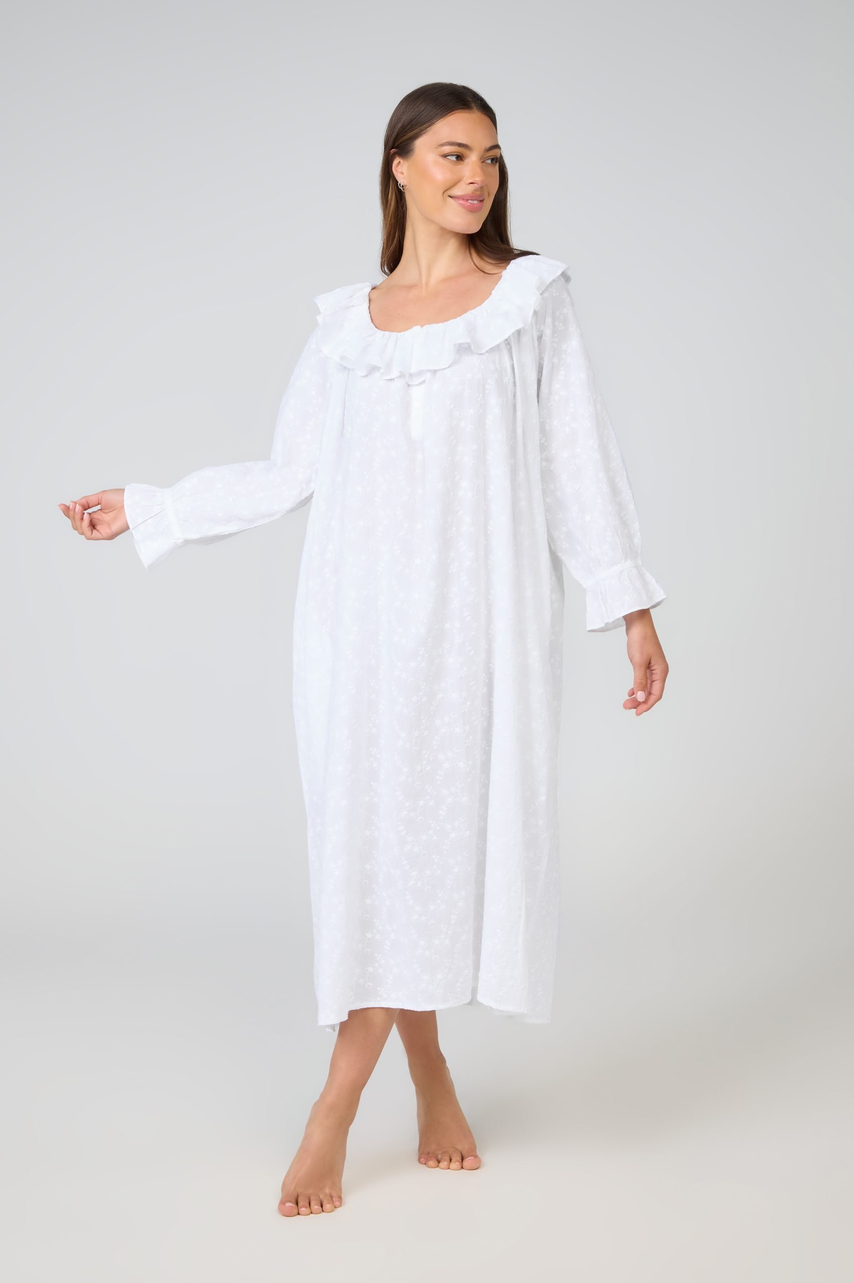 MD-820 Nightie | Long Sleeve Embroidery