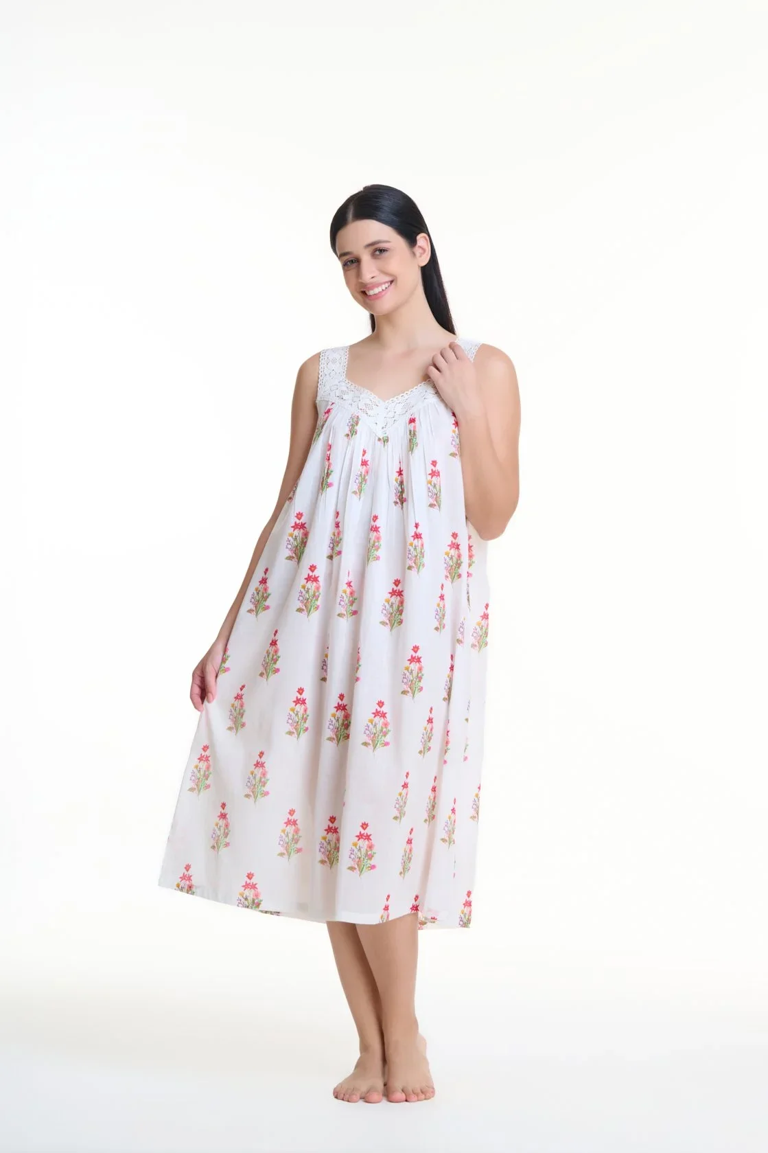 MD-410NN Nightie | V-Neck Laced