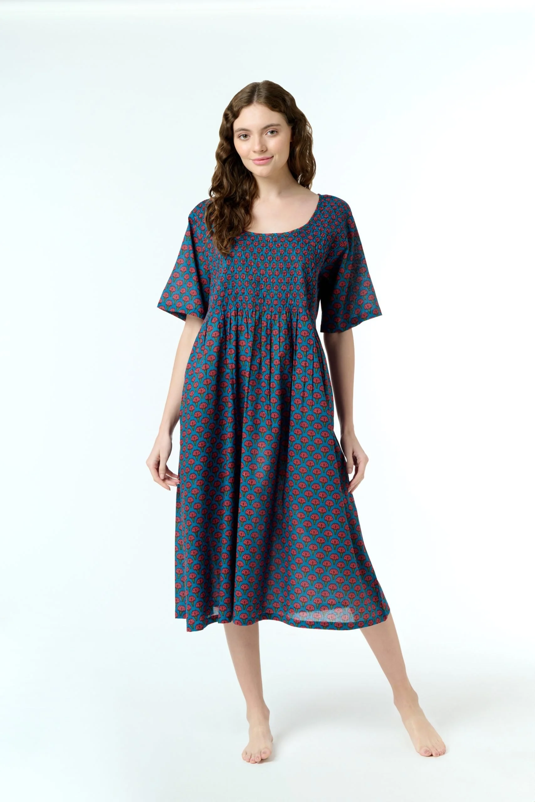 MD-83C1 Nightie | Shirred Bodice Short Sleeve