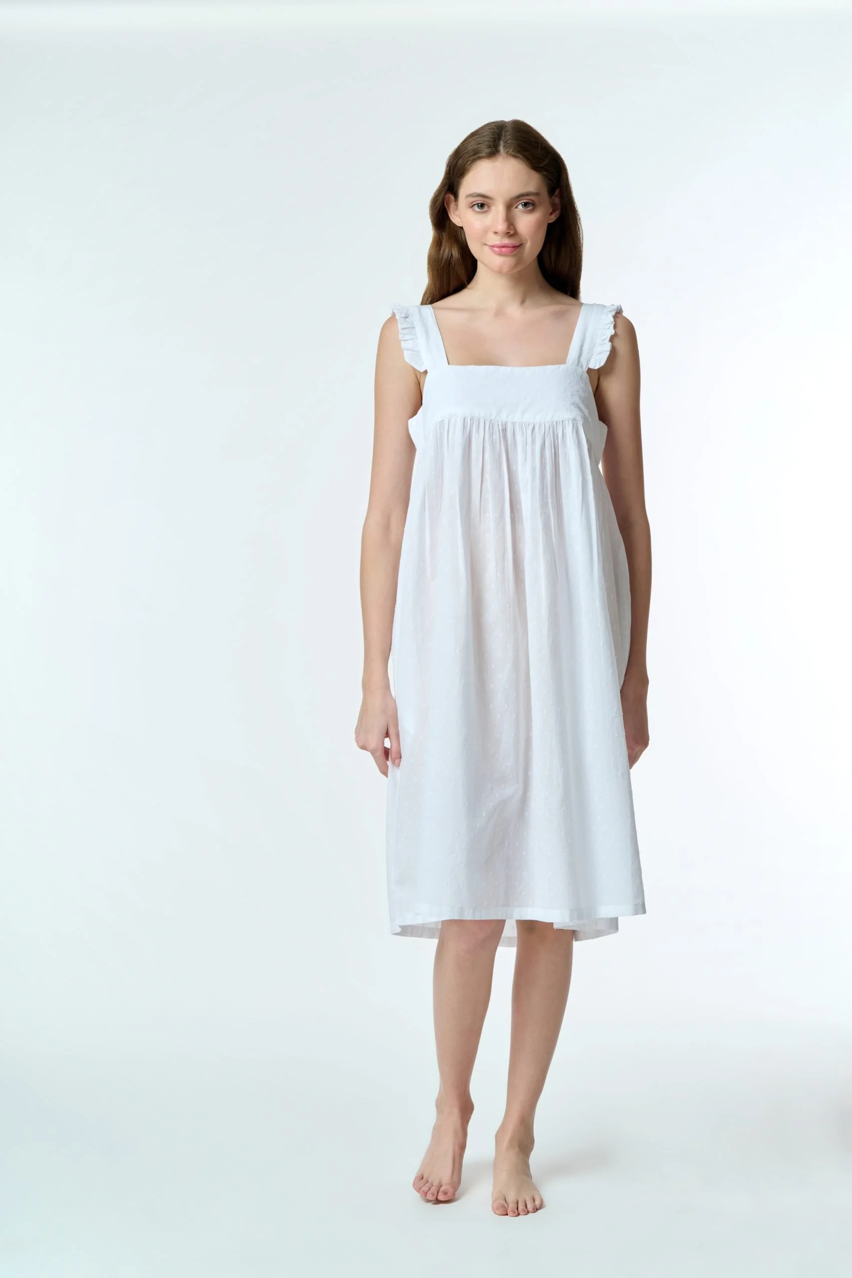 MD-64 Nightie | Pin Tucked Laced (Hail Spot)