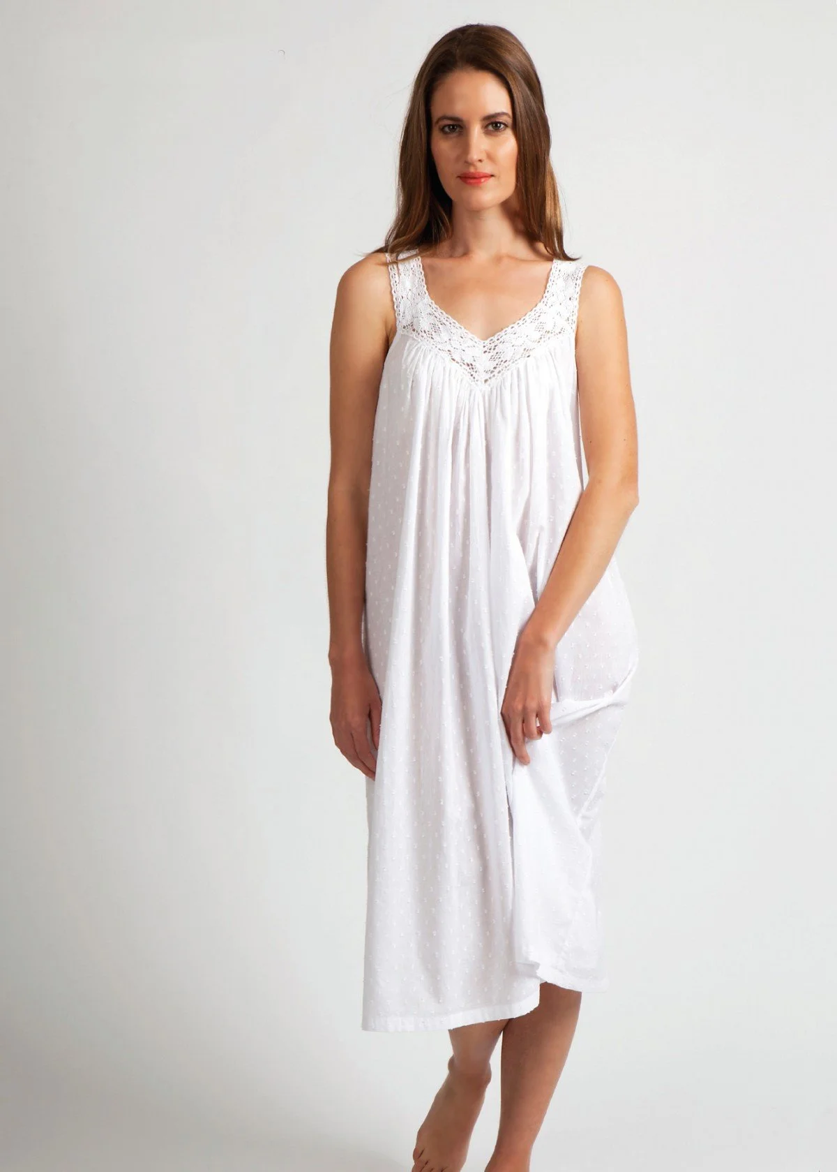 MD-403 Nightie | V-Neck Laced (Hail Spot)