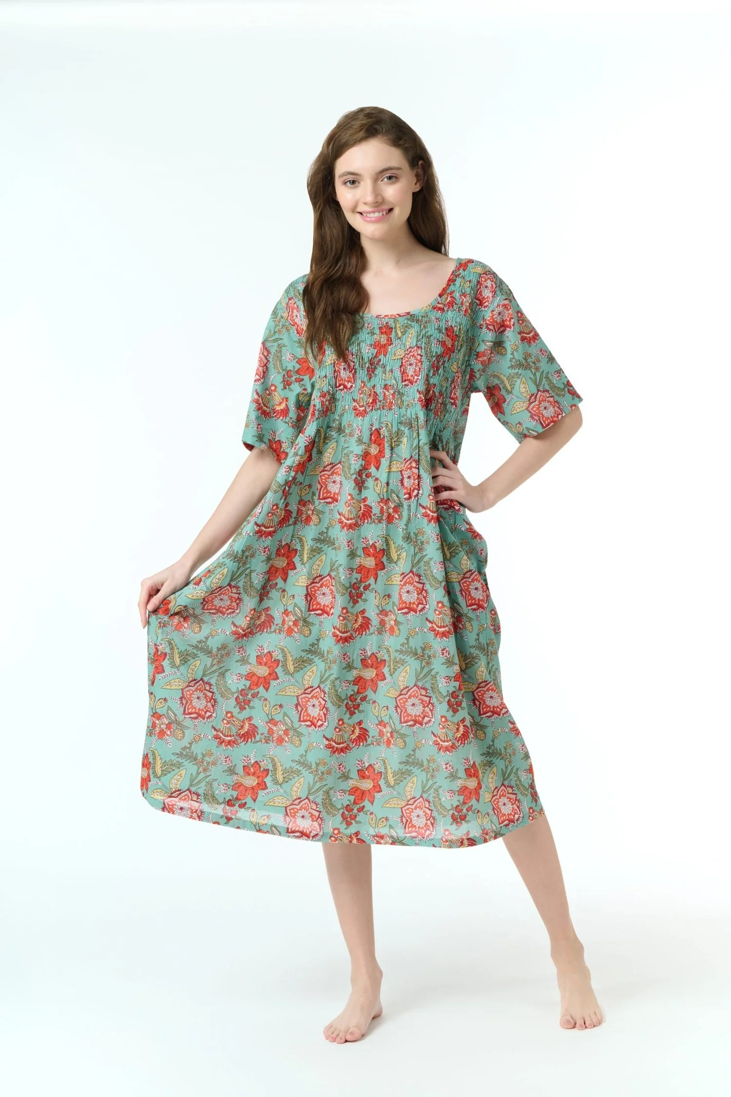 MD-83H1 Nightie | Shirred Bodice Short Sleeve