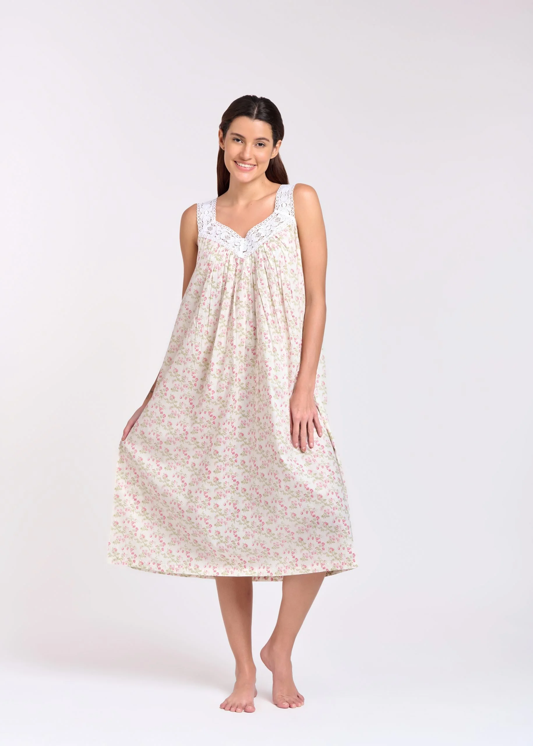 MD-410F7 Nightie | V-Neck Laced (Floral 7)
