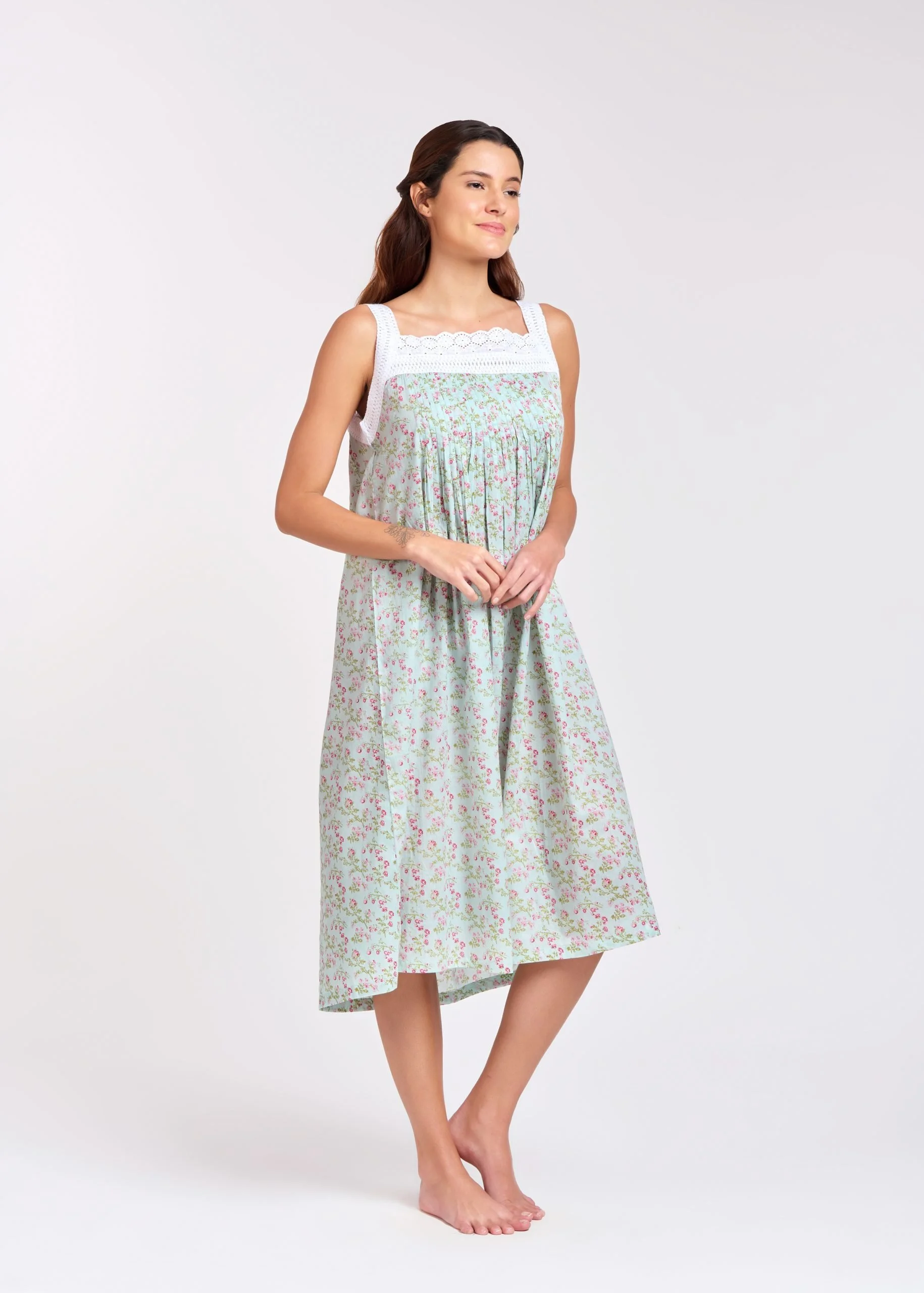MD-78F8 Nightie | Pin Tucked Laced (Floral 8)