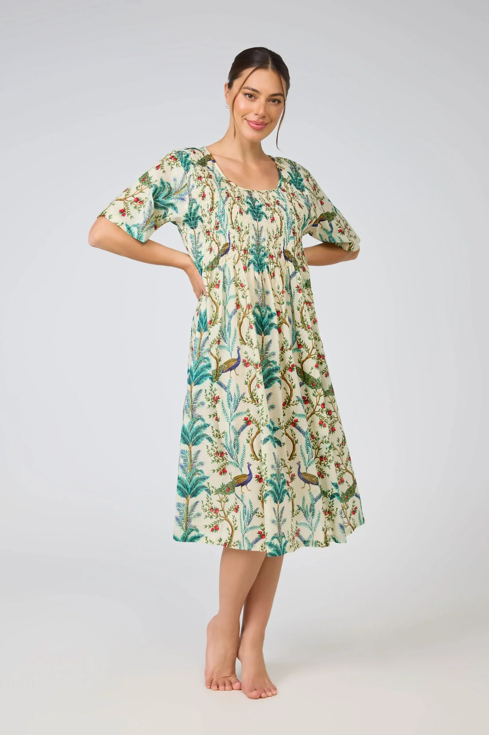 MD-83P5 Nightie | Shirred Bodice Short Sleeve