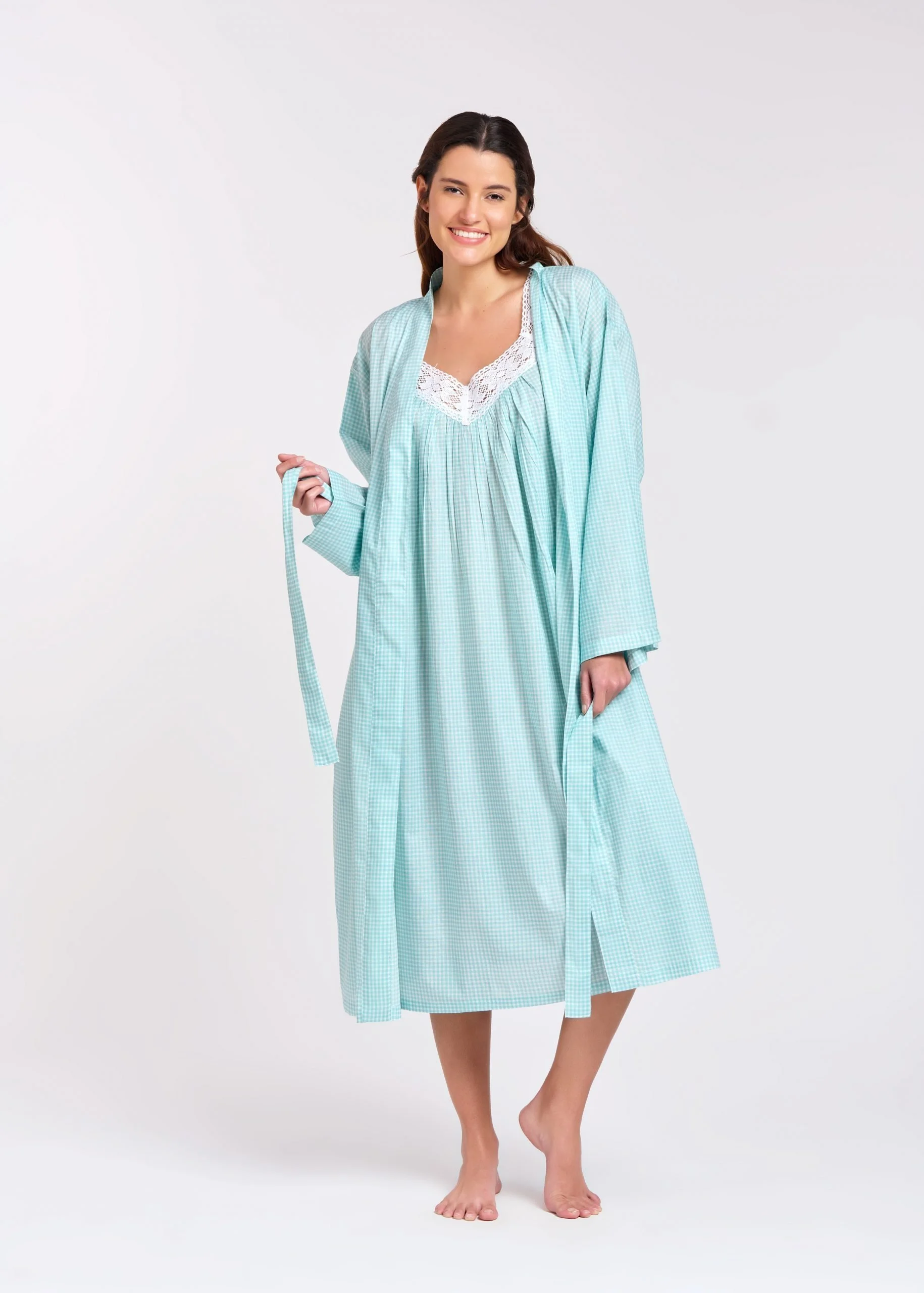 MD-75CB Dressing Gown/Robe Gingham Print