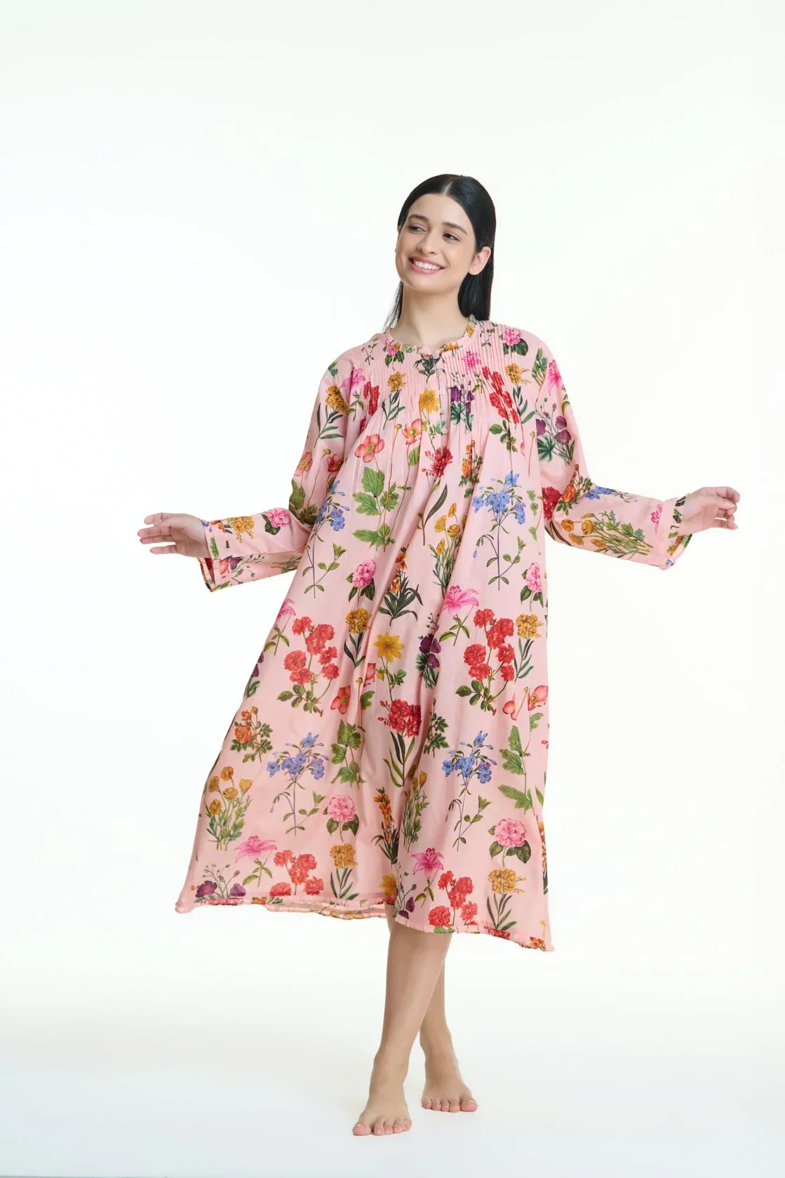 MD-757FF Nightie | Long Sleeve Printed