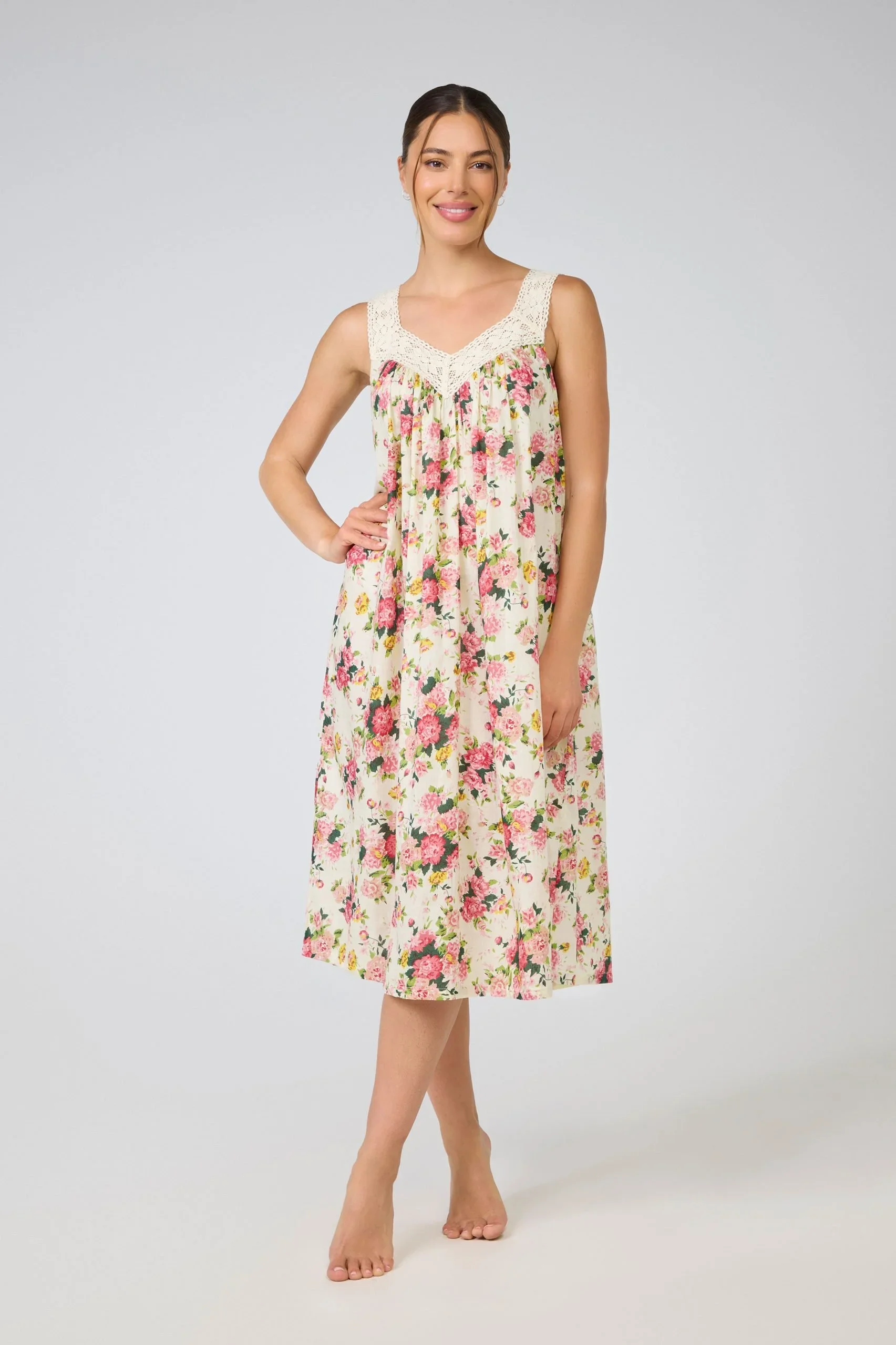 MD-410F3 Nightie | V-Neck Laced (Floral 3)