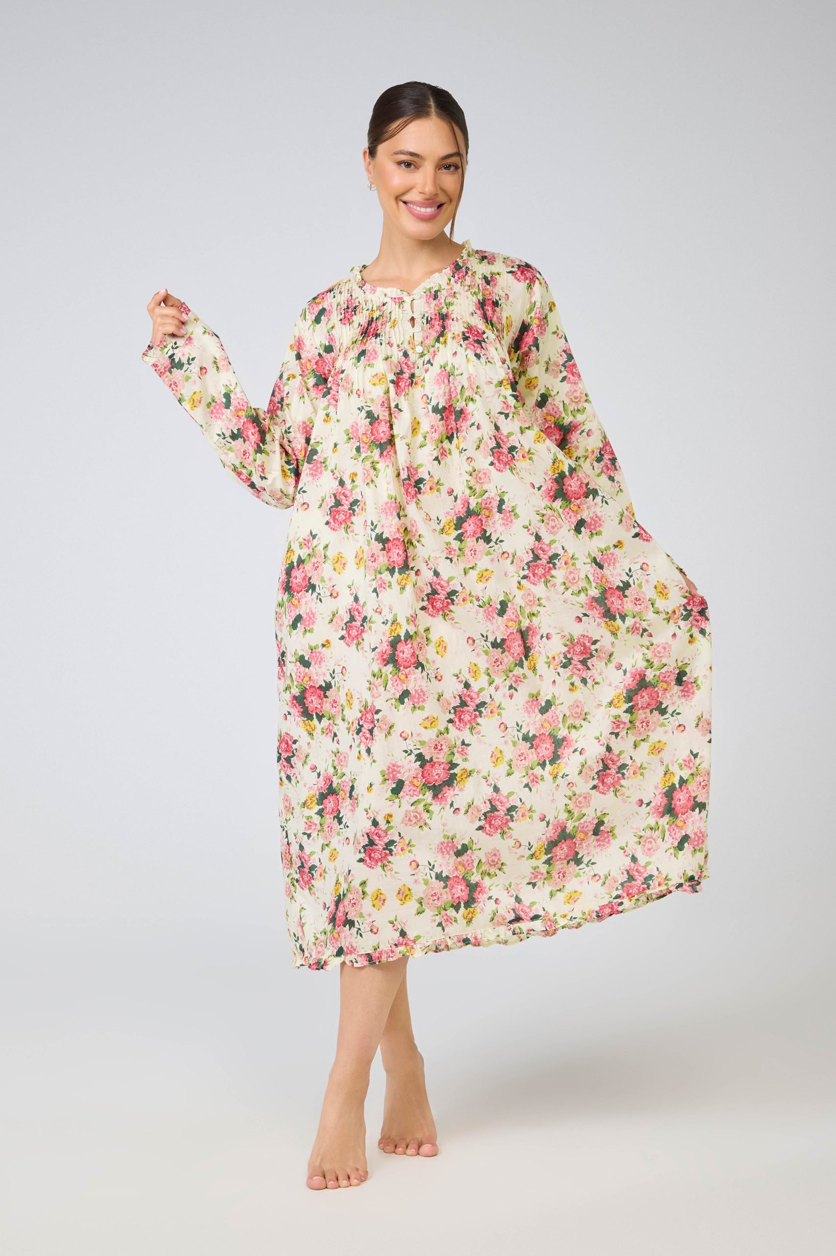 MD-757F3 Nightie | Long Sleeve Printed