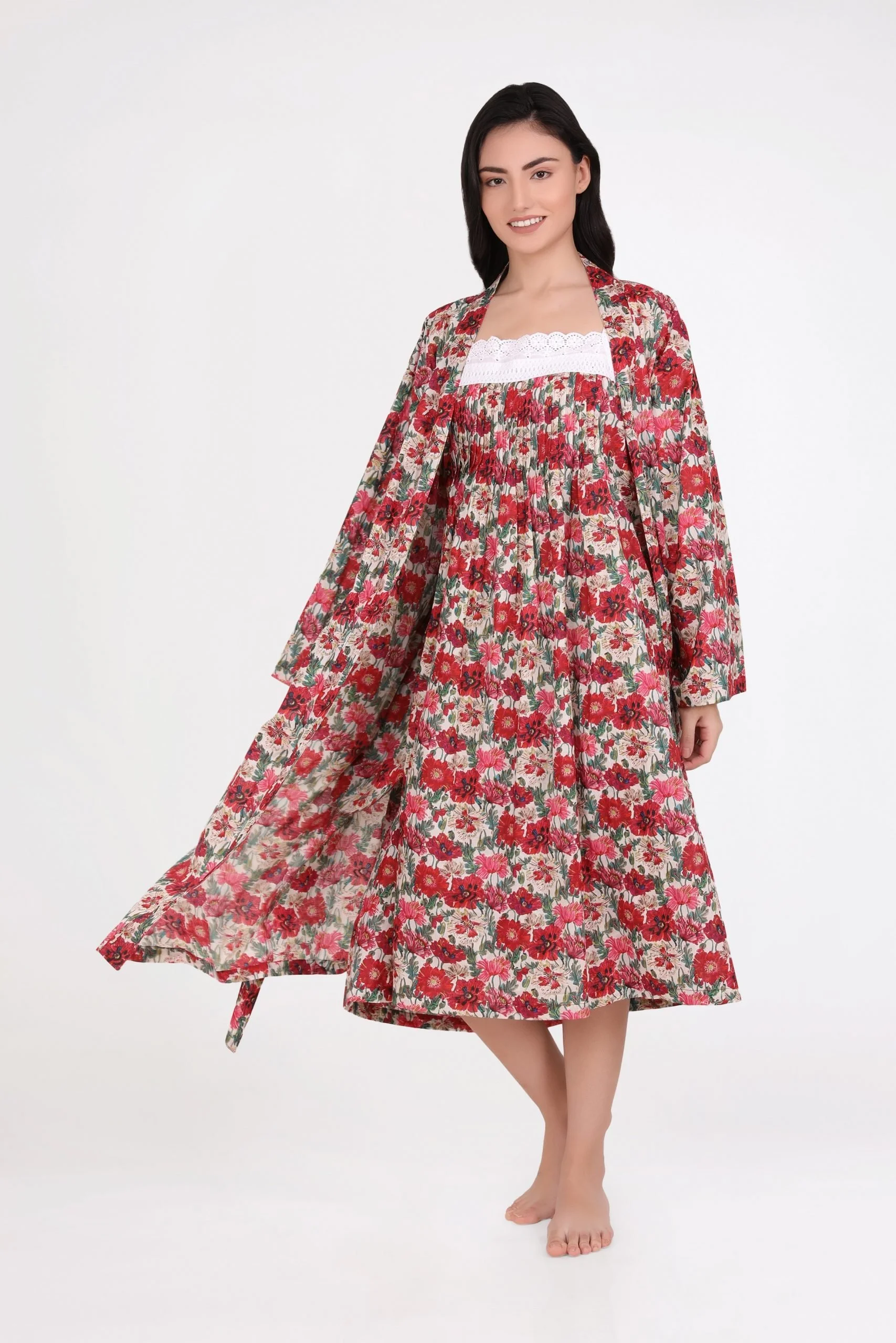 MD-75F4 Dressing Gown/Robe (Floral 4)