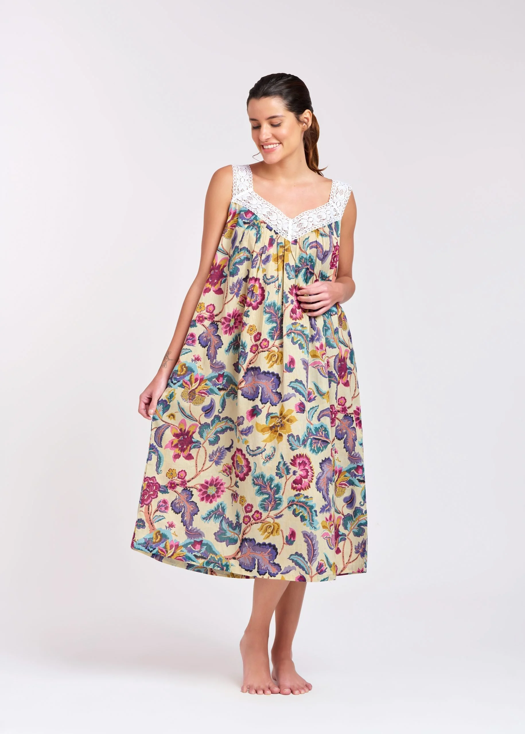 MD-410F9 Nightie | V-Neck Laced (Floral 9)