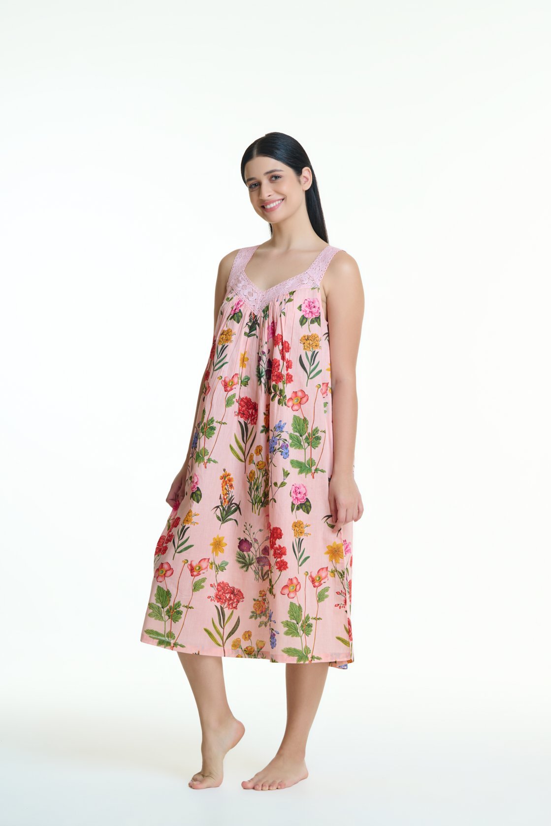 MD-410FF Nightie | V-Neck Laced