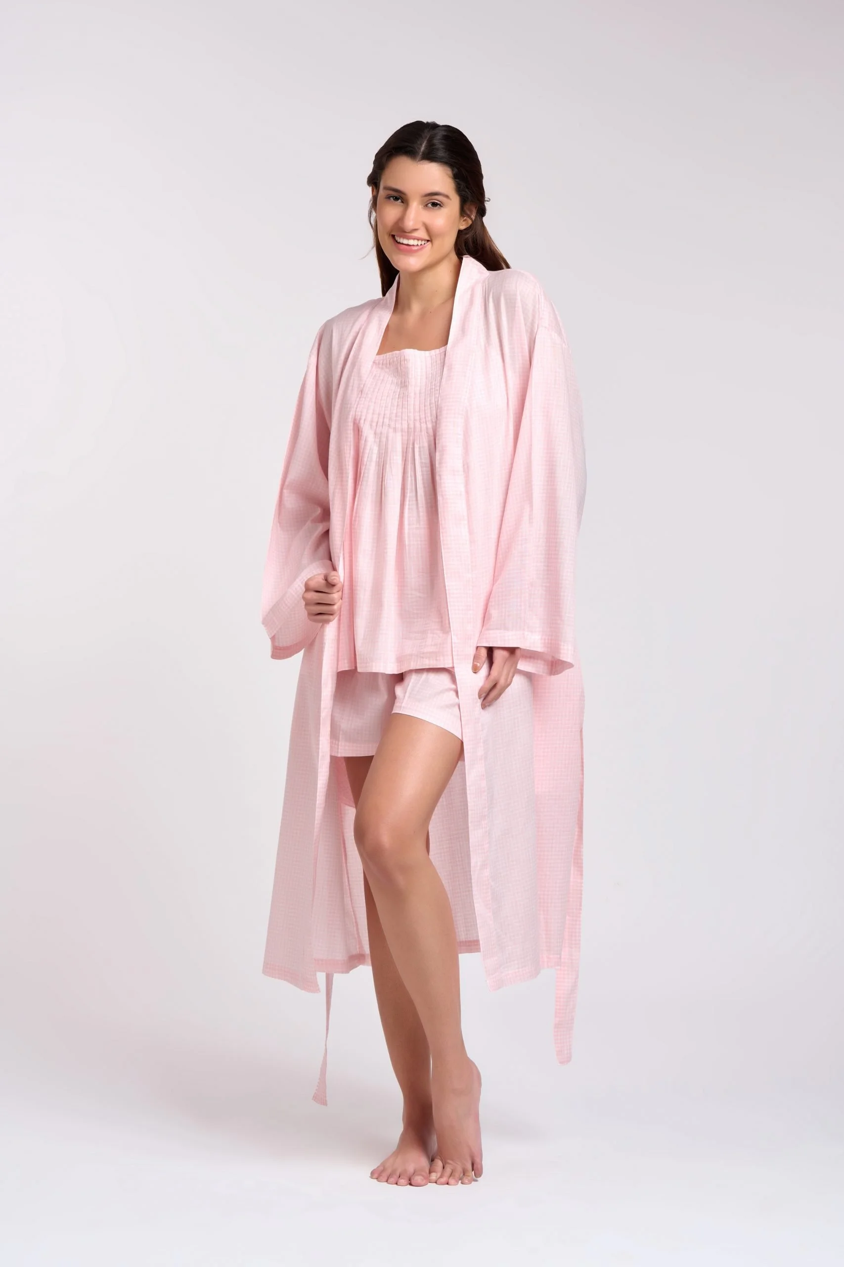 MD-75CP Dressing Gown/Robe Gingham Print