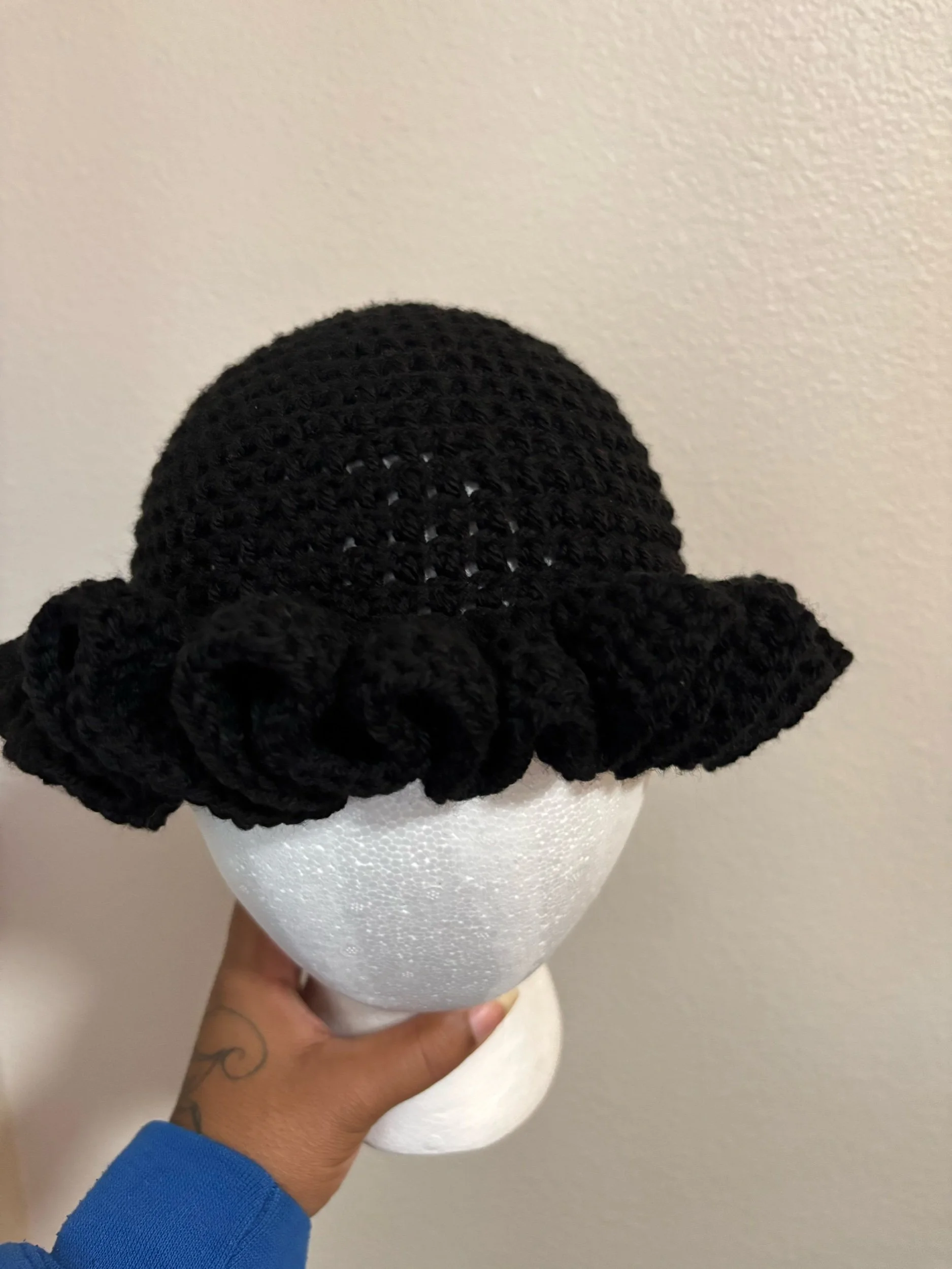 Black Ruffled Bucket Hat