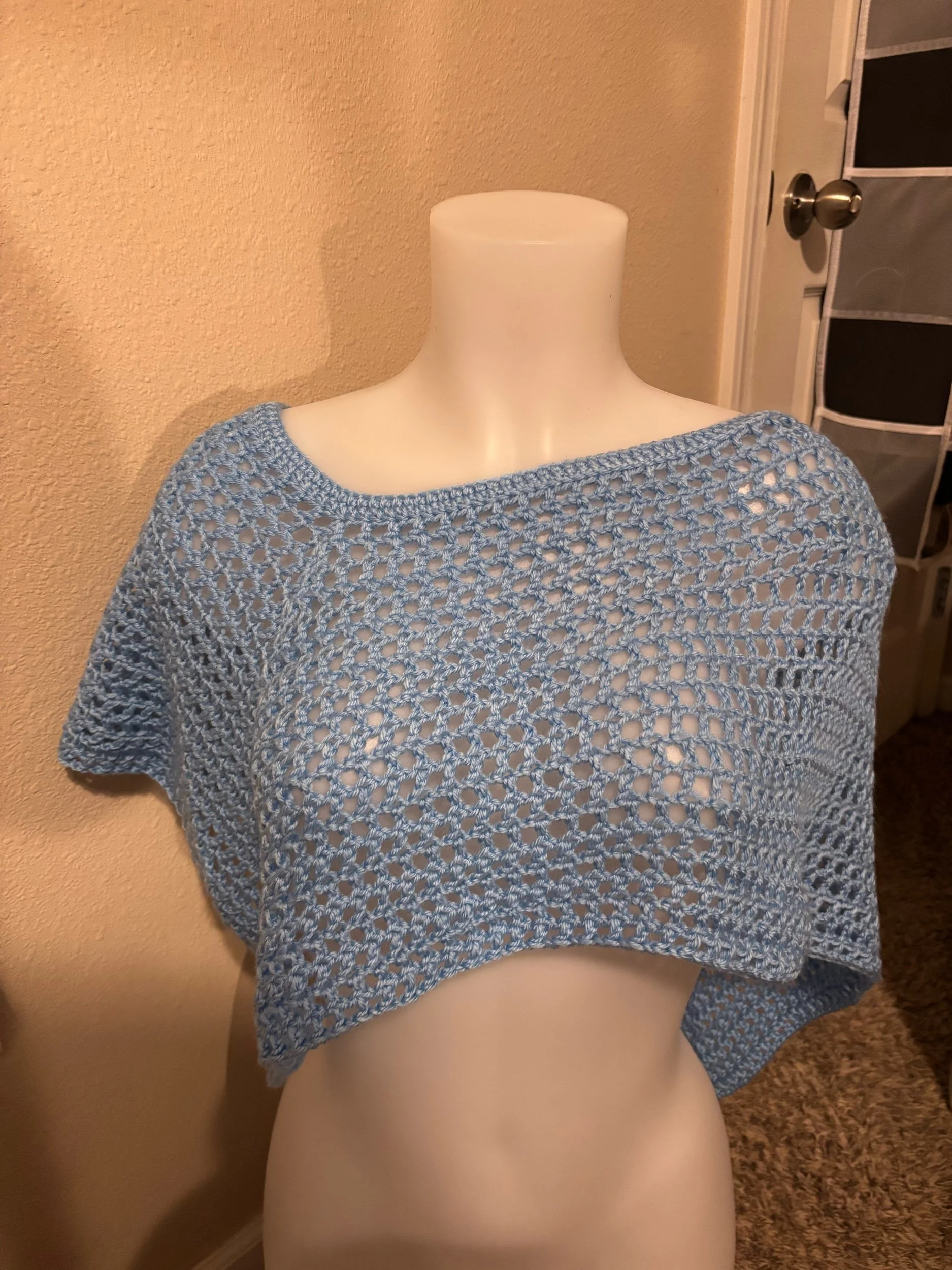 Blue Cropped Lily Poncho
