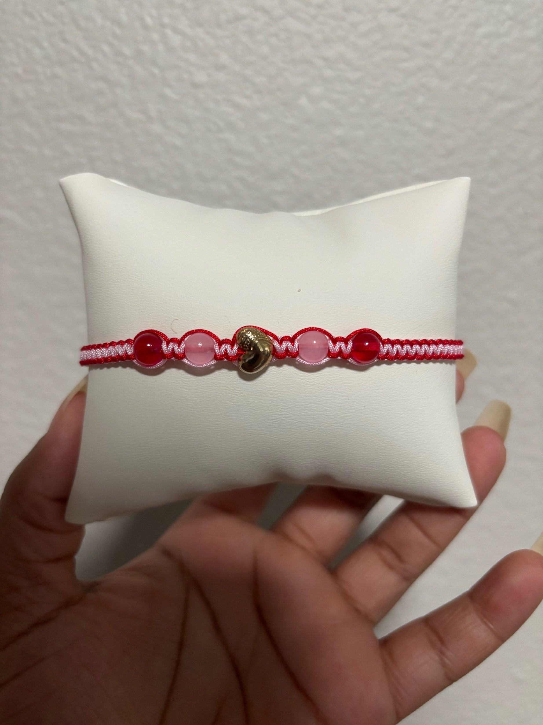 Red & Pink Heart Nylon Bracelet