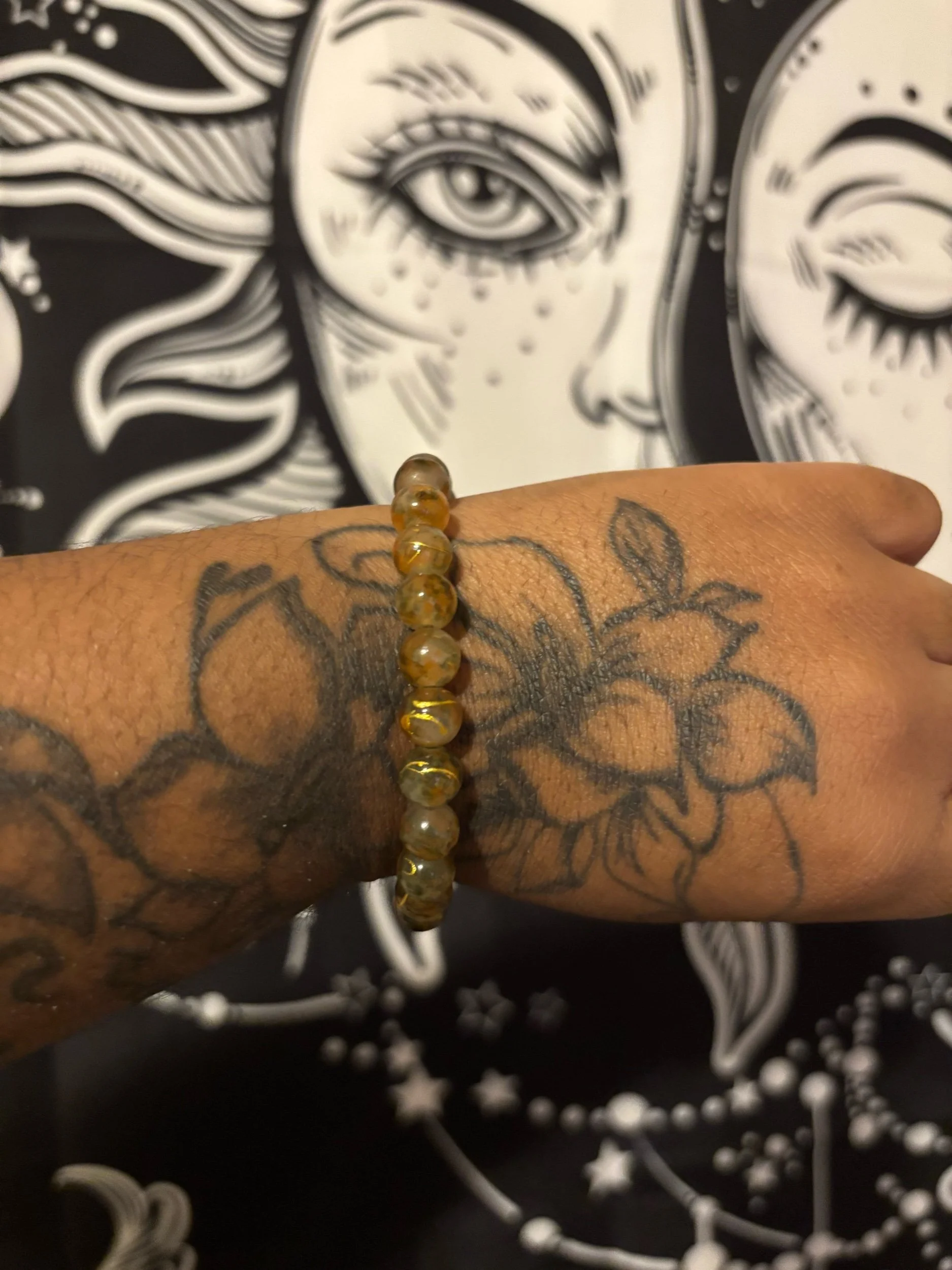 Gold Trim Tigerish Eye Bracelet