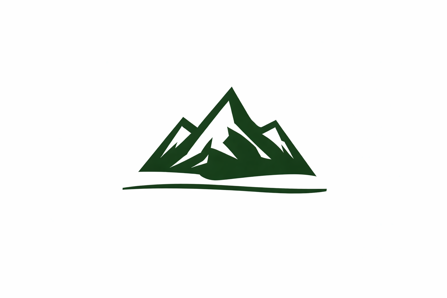 Stylized green mountain logo with snow caps and a curved ground line.