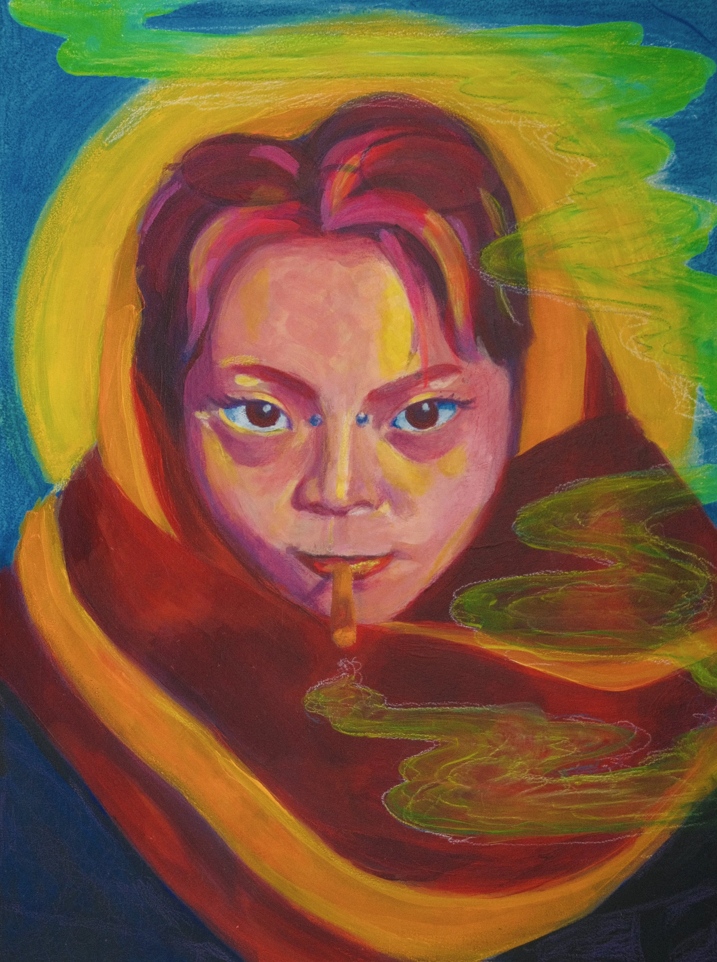 CAPRICORN SUN (2026), 11.75x15.5,
acrylic, pastels