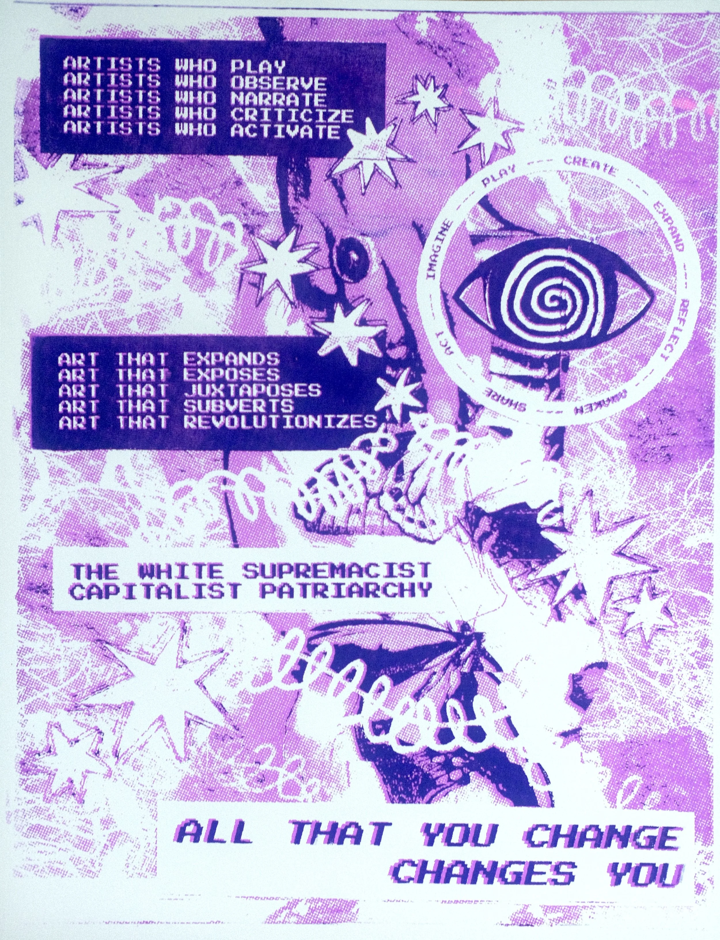 "MANIFESTO" (2024), 8.5x11, screenprint, collage