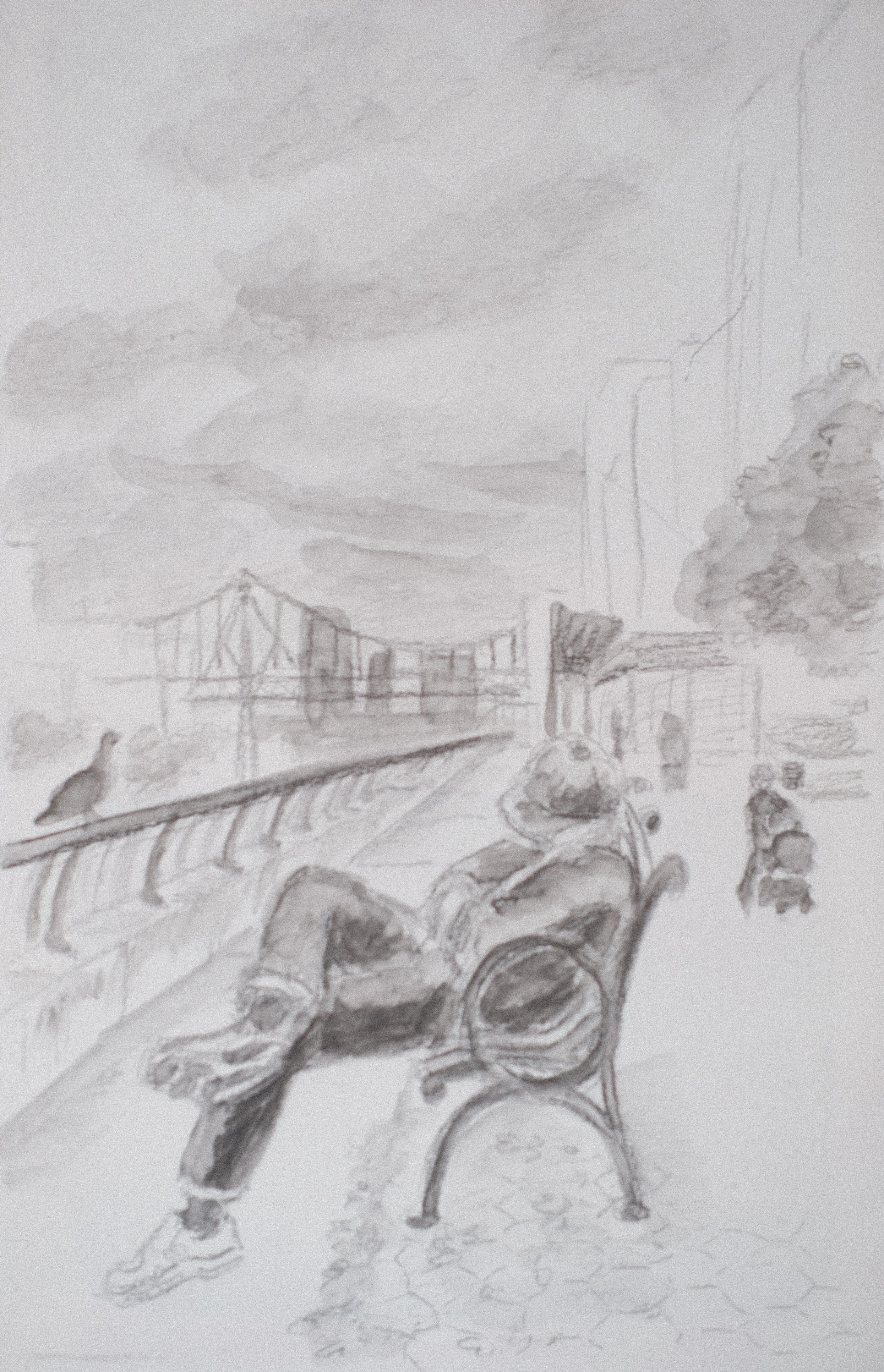 PLEIN AIR - UES (2025), 5.25x8.25, water-soluble graphite