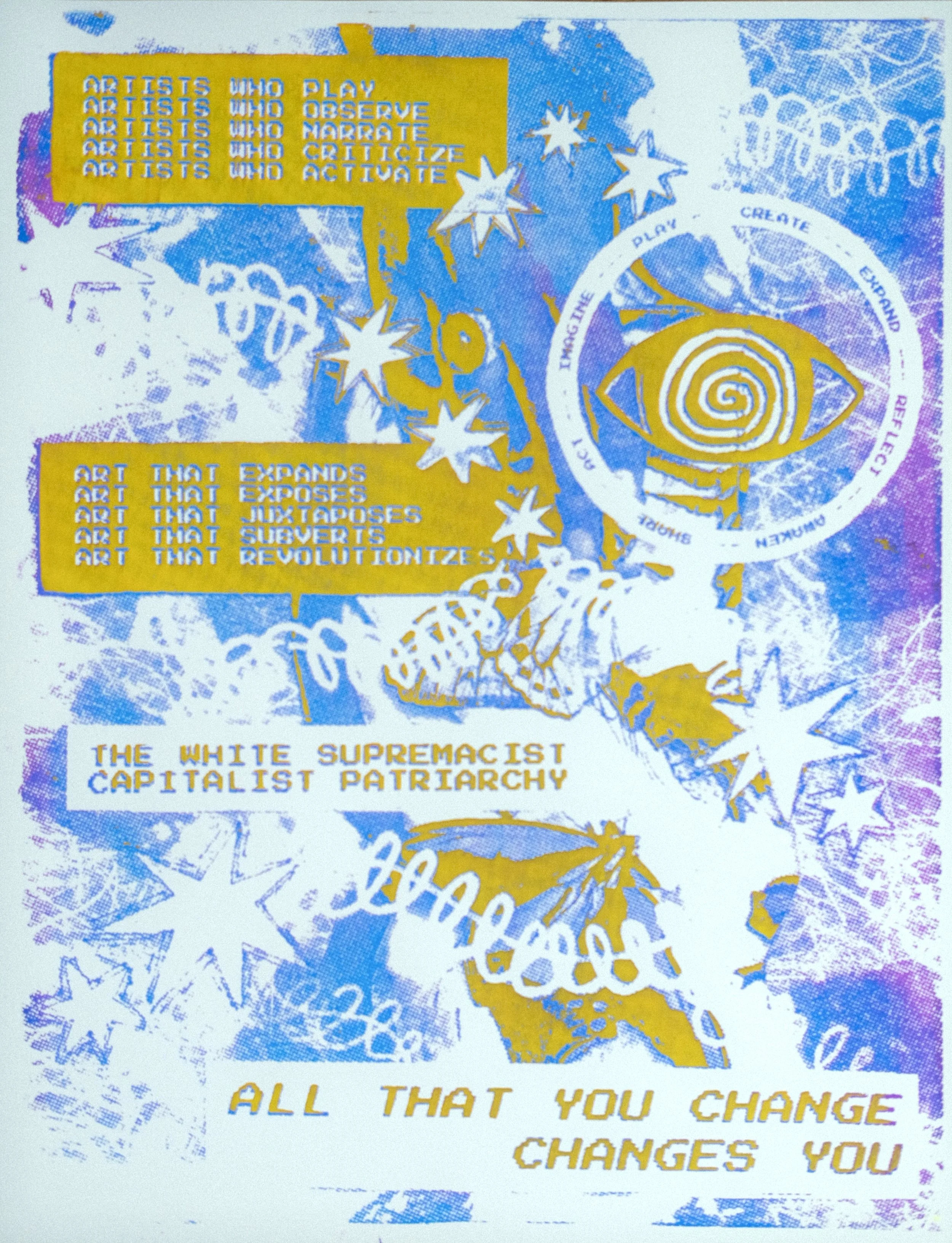 "MANIFESTO" (2024), 8.5x11, screenprint, collage