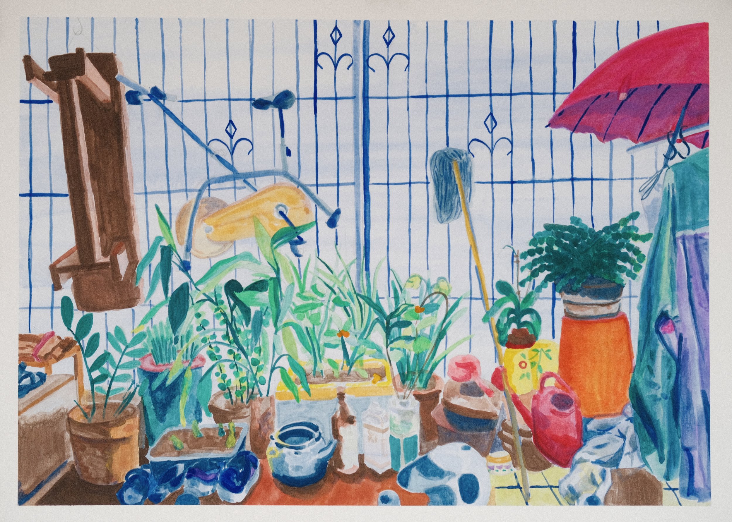 I WATERED YOUR PLANTS FOR YOU (2024), 15x11, gouache