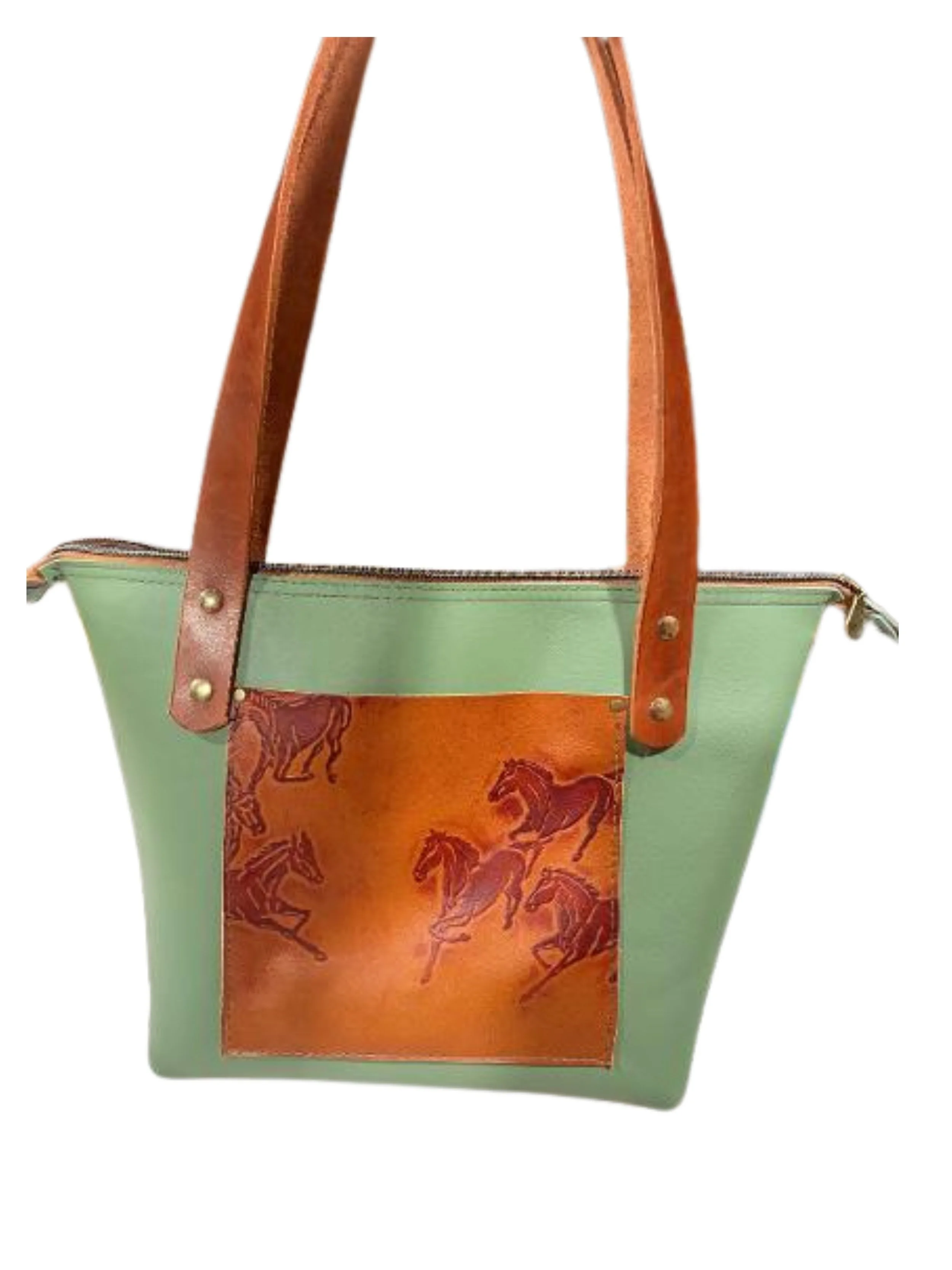 Fall running horse zippered purse