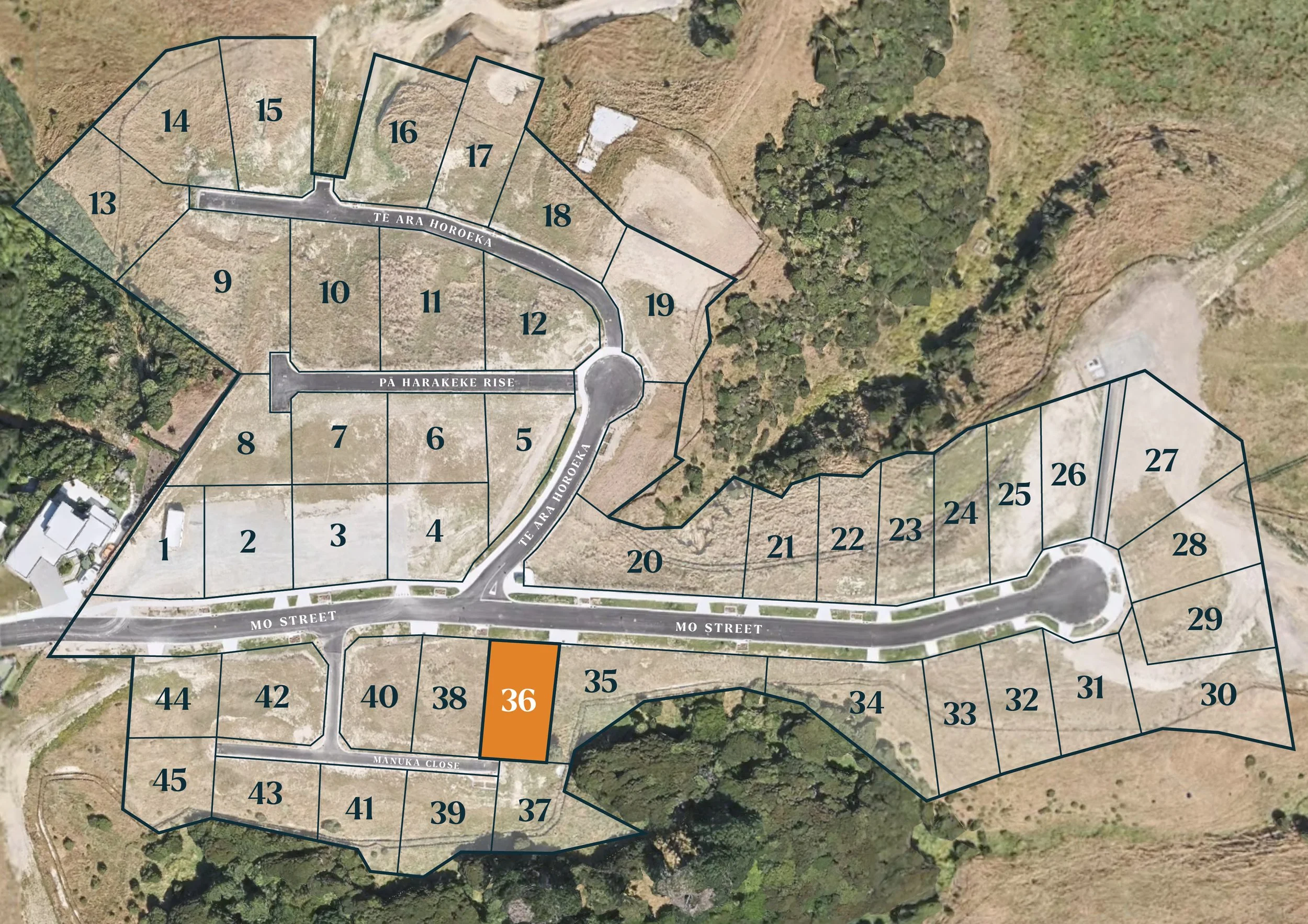 Gillies Group's Plimmerton Heights sitemap focusing on lot 36