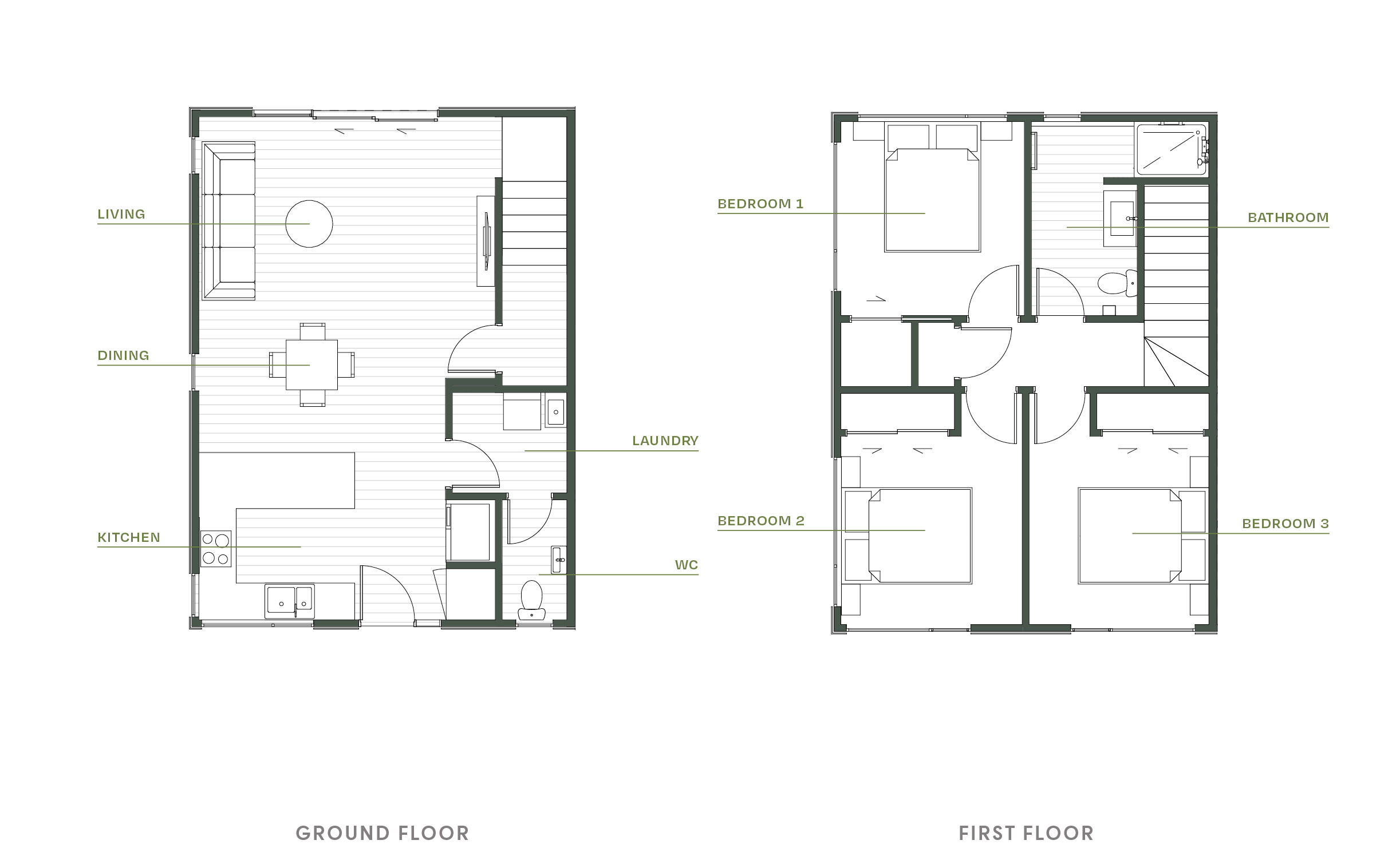 Type C's ground and first floor plans, a house design option in Gillies Group's Trackside development