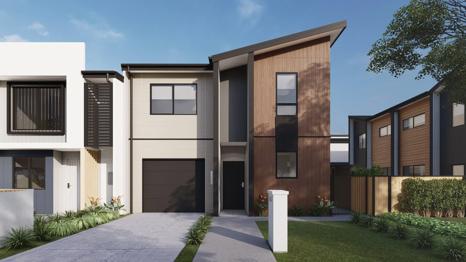 Exterior render of Type D, a house design in The Reserve: First Release at Wallaceville Estate