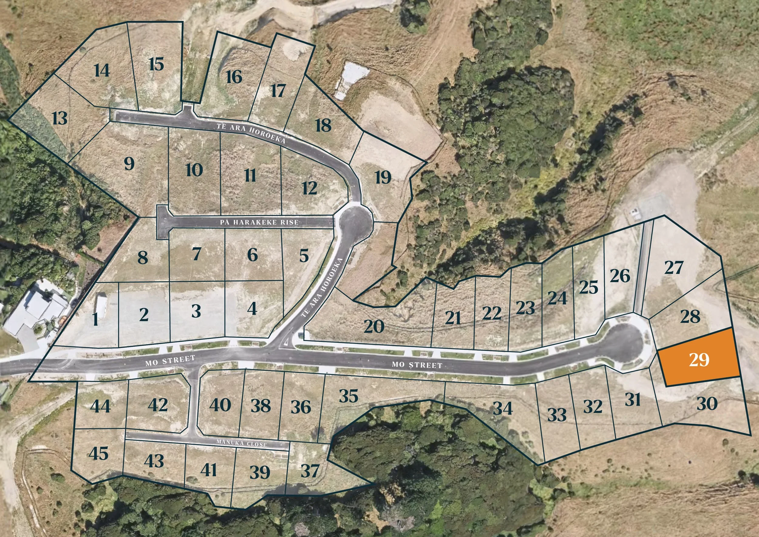 Plimmerton Heights' sitemap showcasing where lot 29 is located