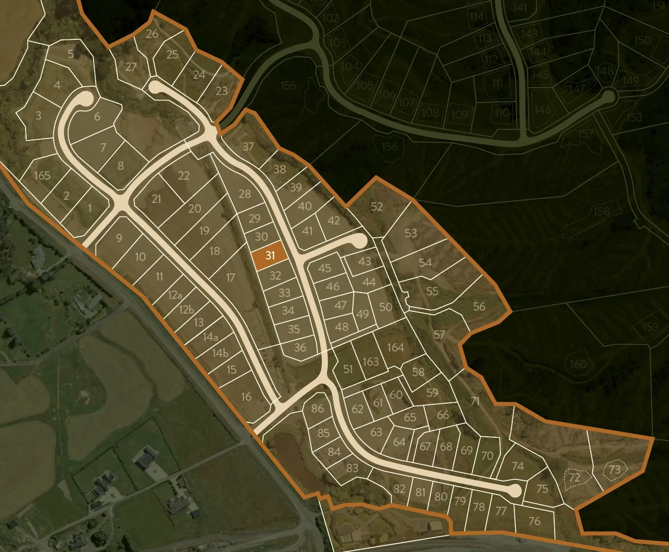 Sitemap of Maymorn Farm, a development by Gillies Group, with Lot 31 highlighted