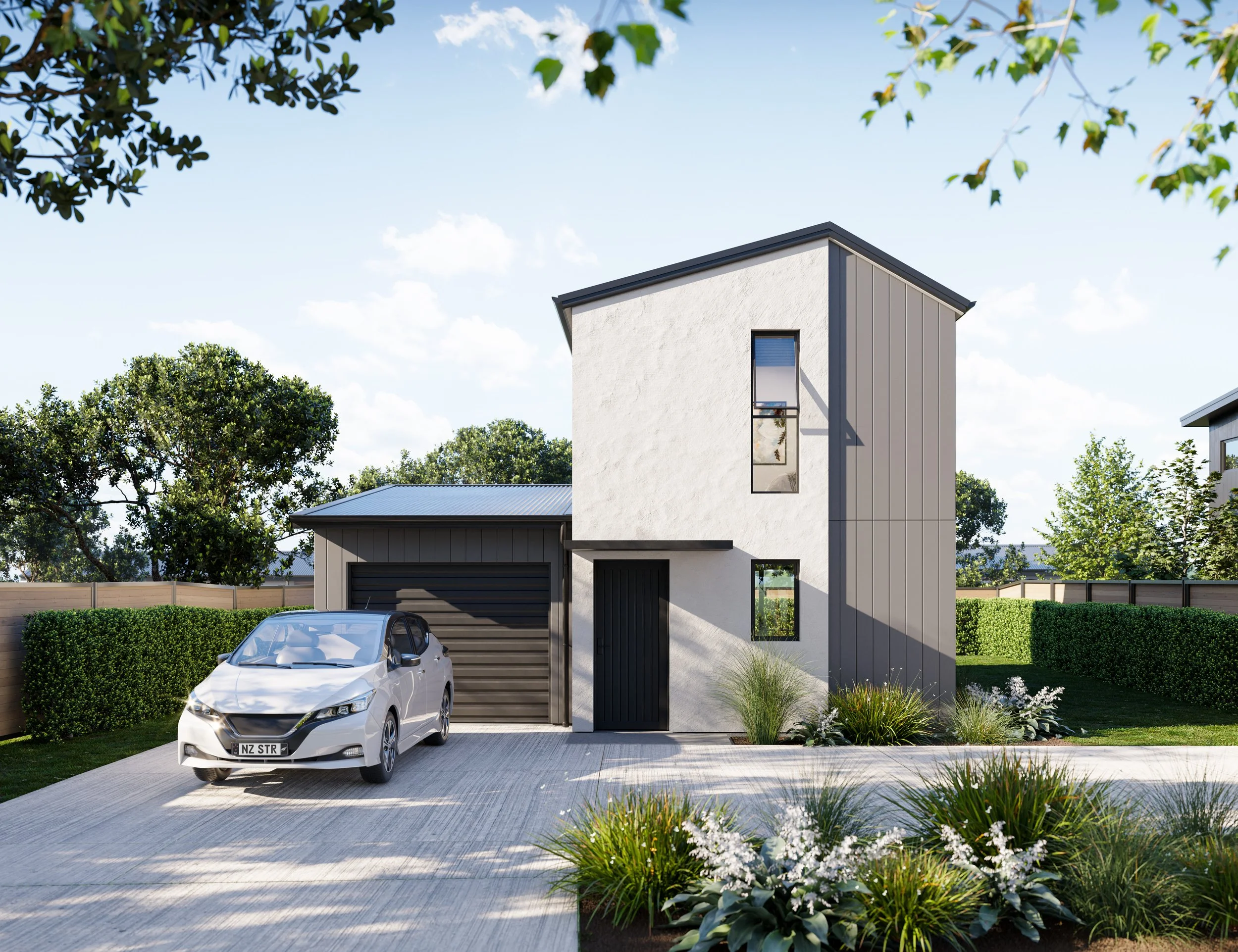 Exterior render of Ellerslie, a standalone house design available at Trackside, Wallaceville Estate