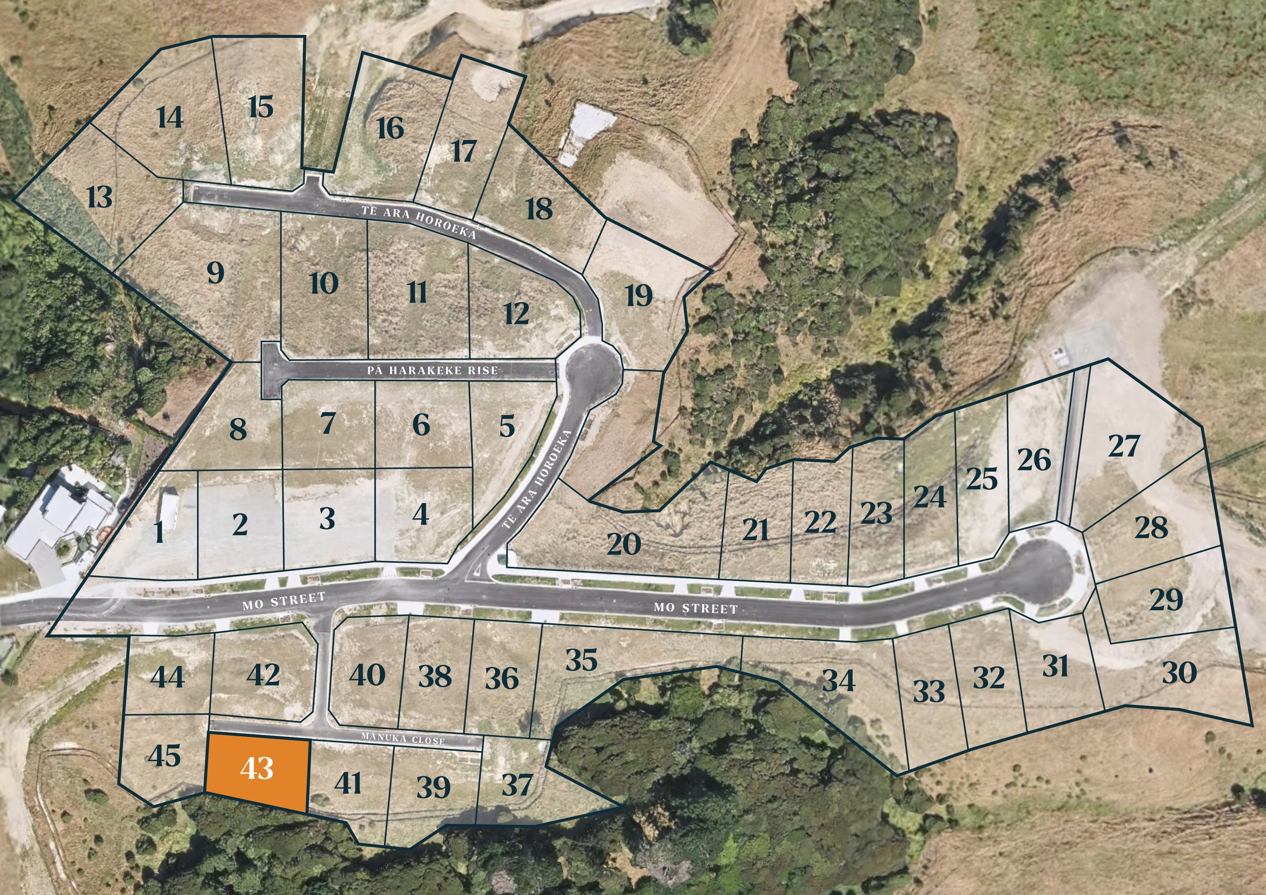 Sitemap focusing on lot 43 for Gillies Group's Plimmerton Heights