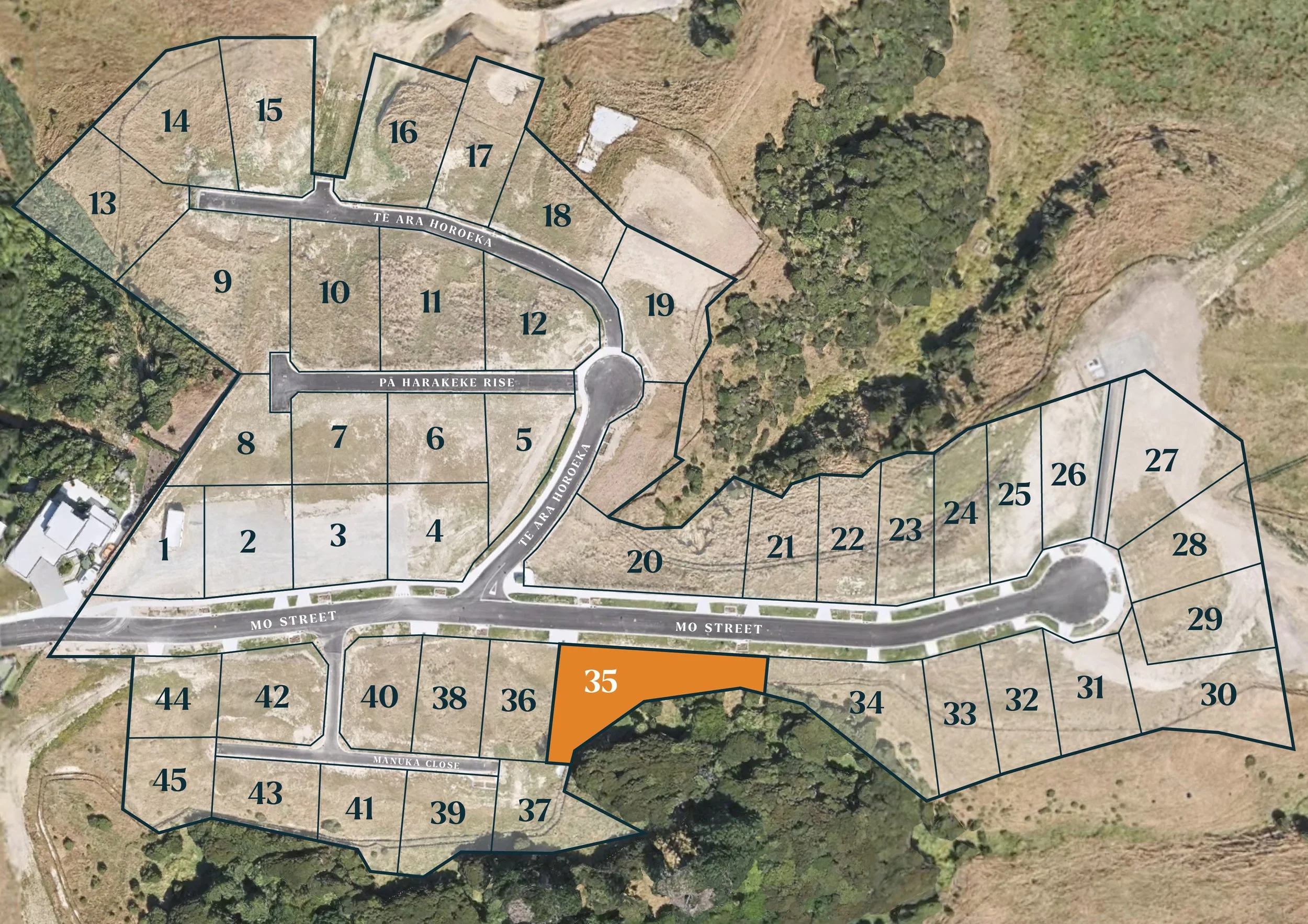 Lot 35 of Plimmerton Heights highlighted on the sitemap