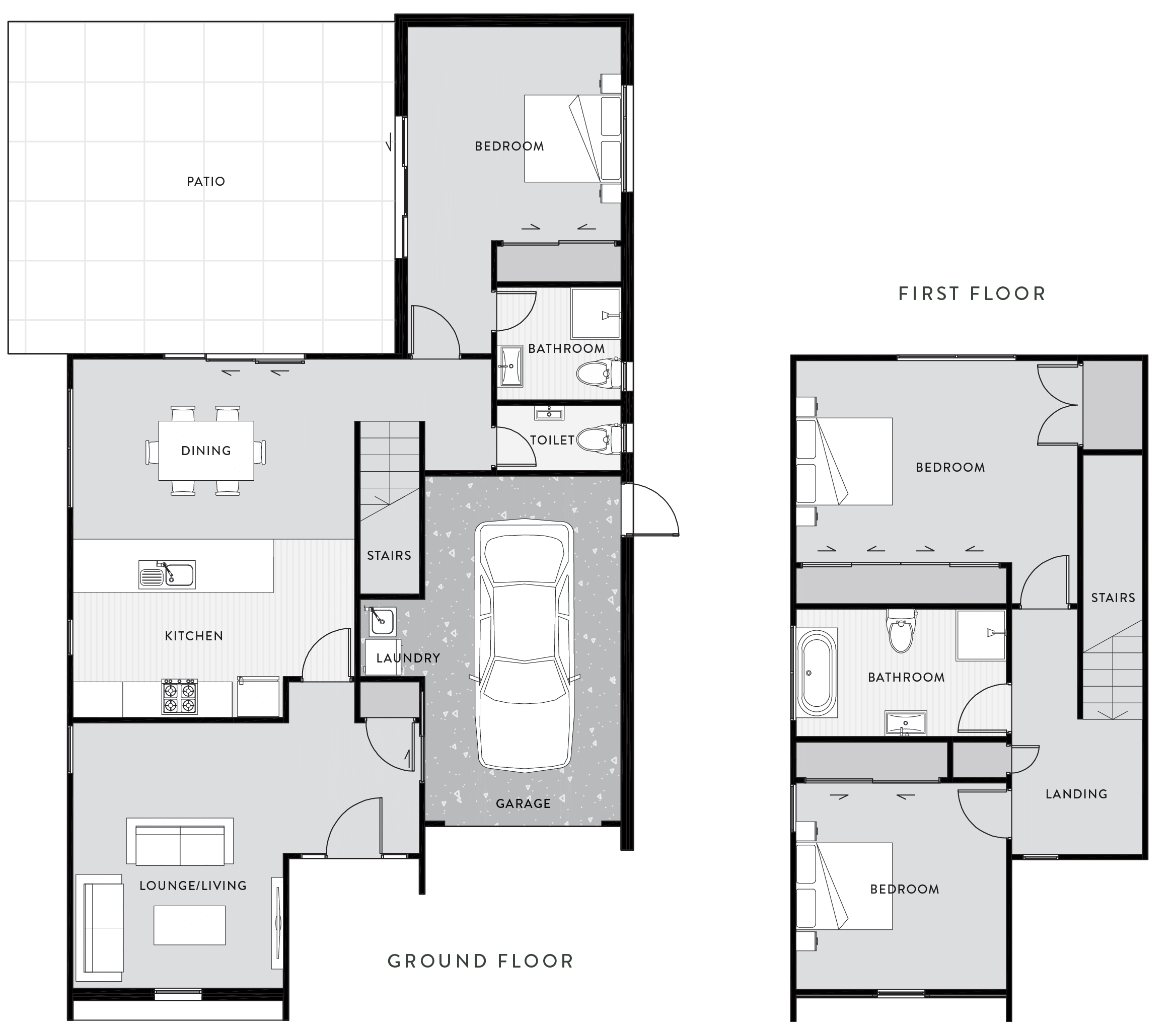 The Reserve: First Release's Type E ground and first floor plans