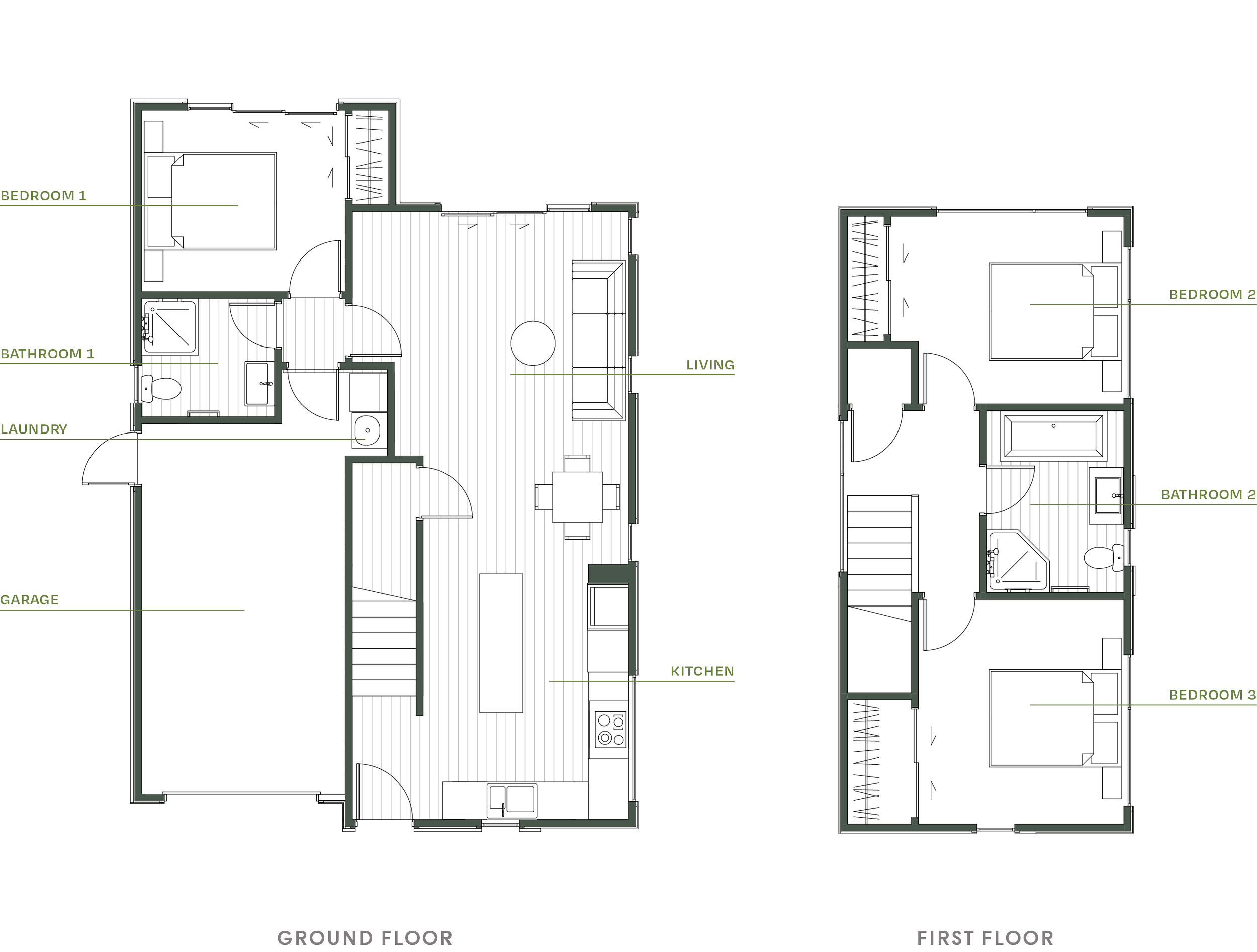 Ground and first floor plans of Type D, a Wallaceville Estate development called Urban Precinct, by Gillies Group