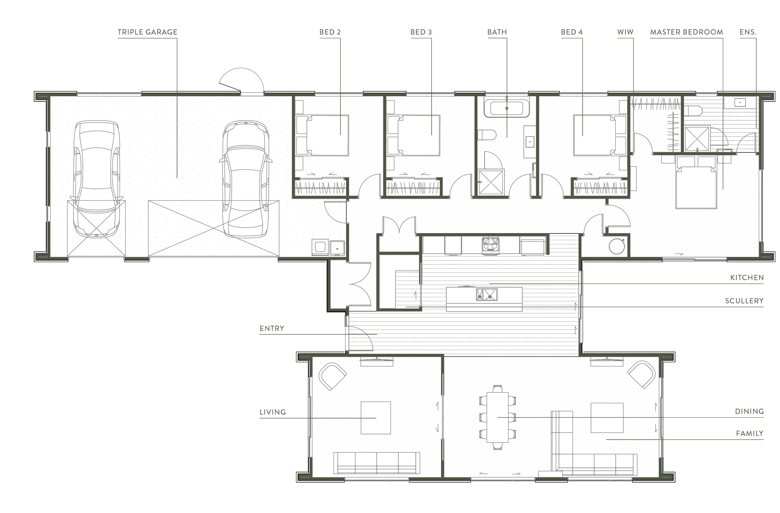 Floor plan of Greenfields, a turn-key home designed by Gillies Group for Maymorn Farm in Wellington