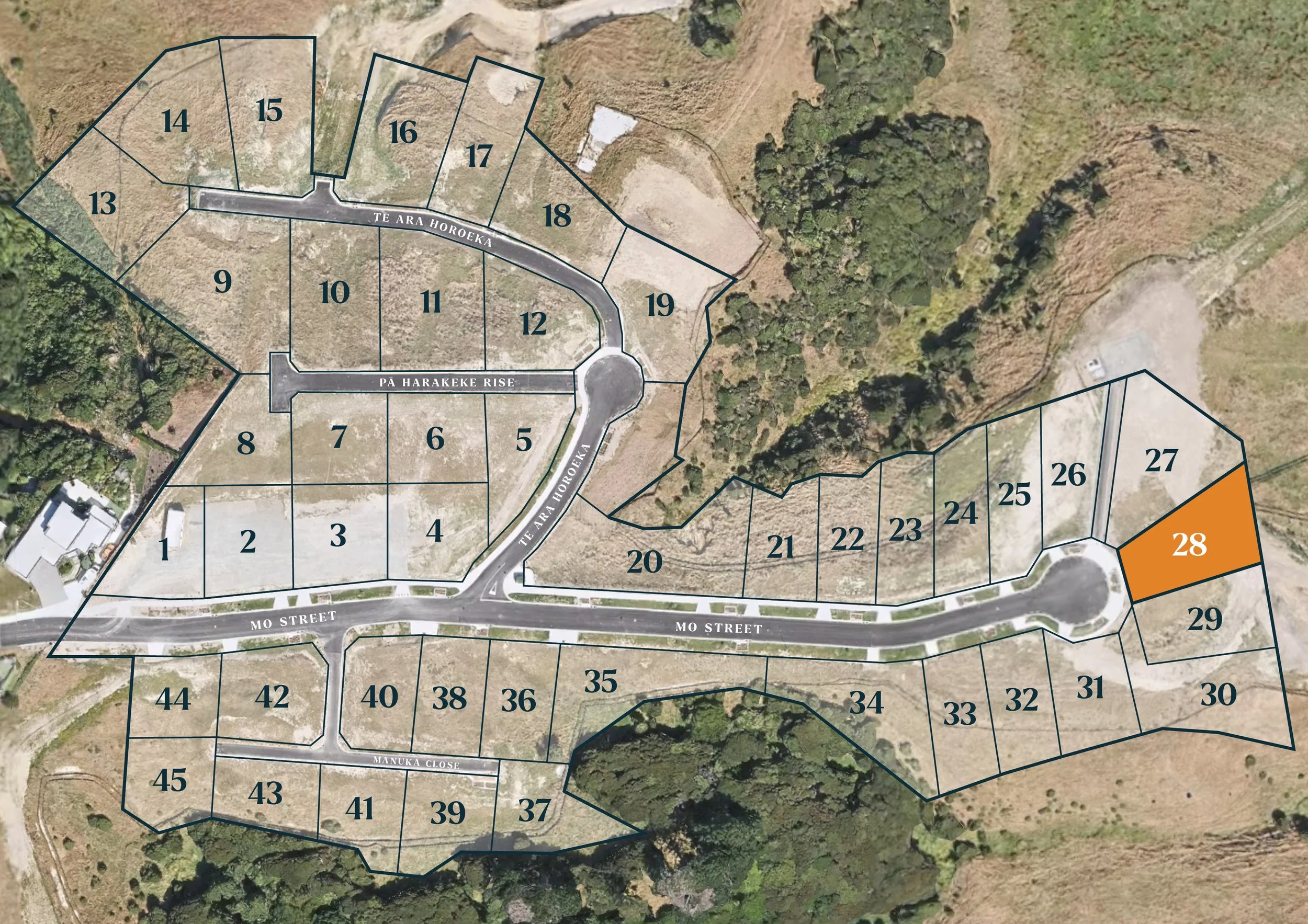 Sitemap of Plimmerton Heights, with lot 28 highlighted