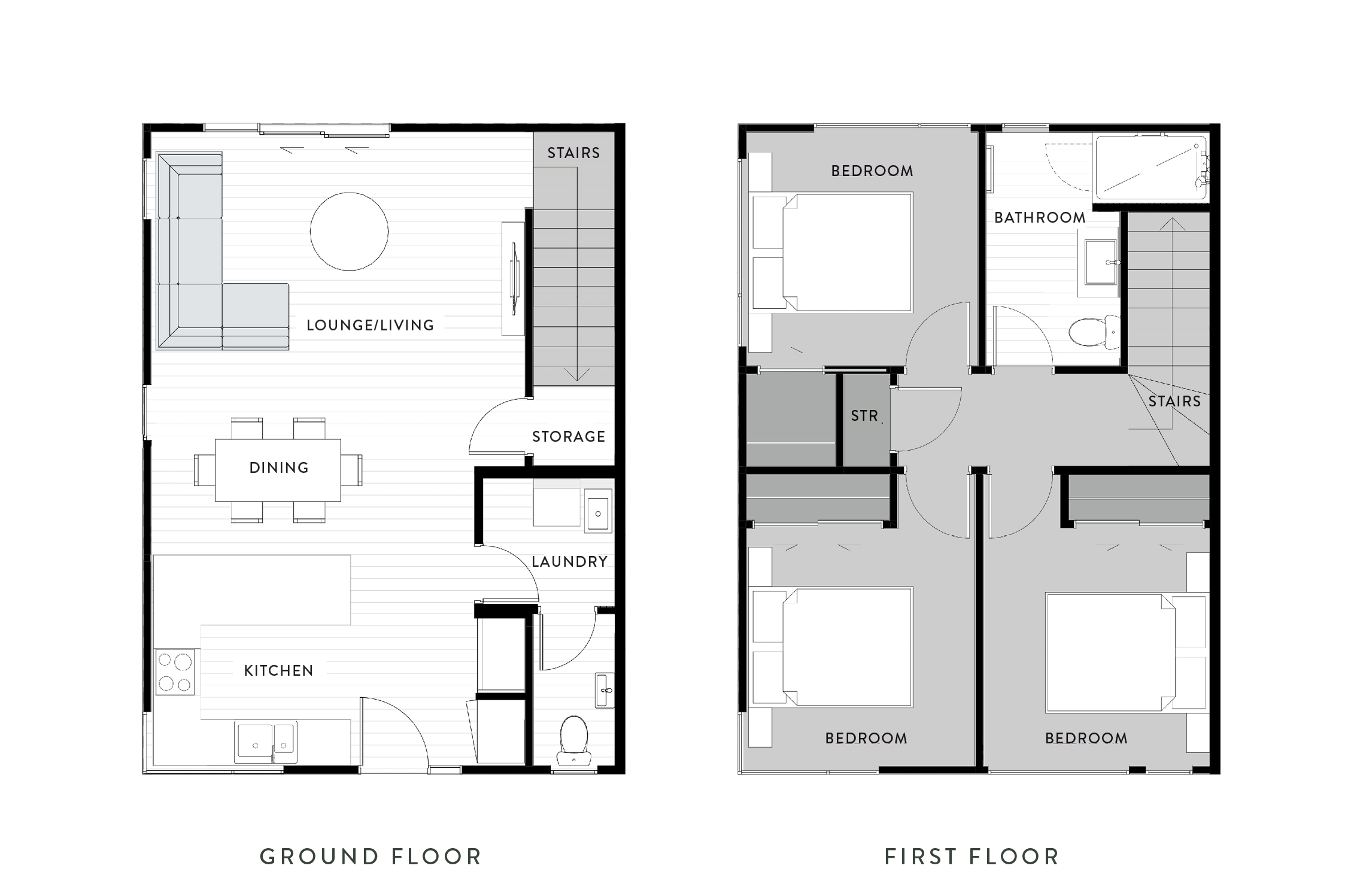 Type C's ground and first floor plans, located in Gillies Group's The Reserve Final Release
