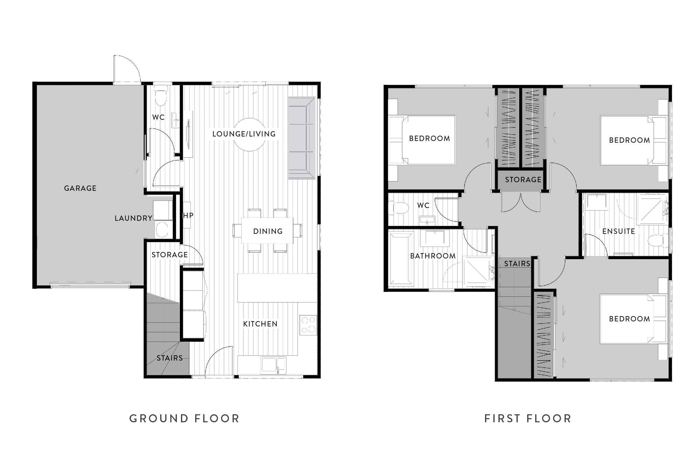 Type F ground and first floor plans, available as homes in The Reserve Final Release at Wallaceville Estate