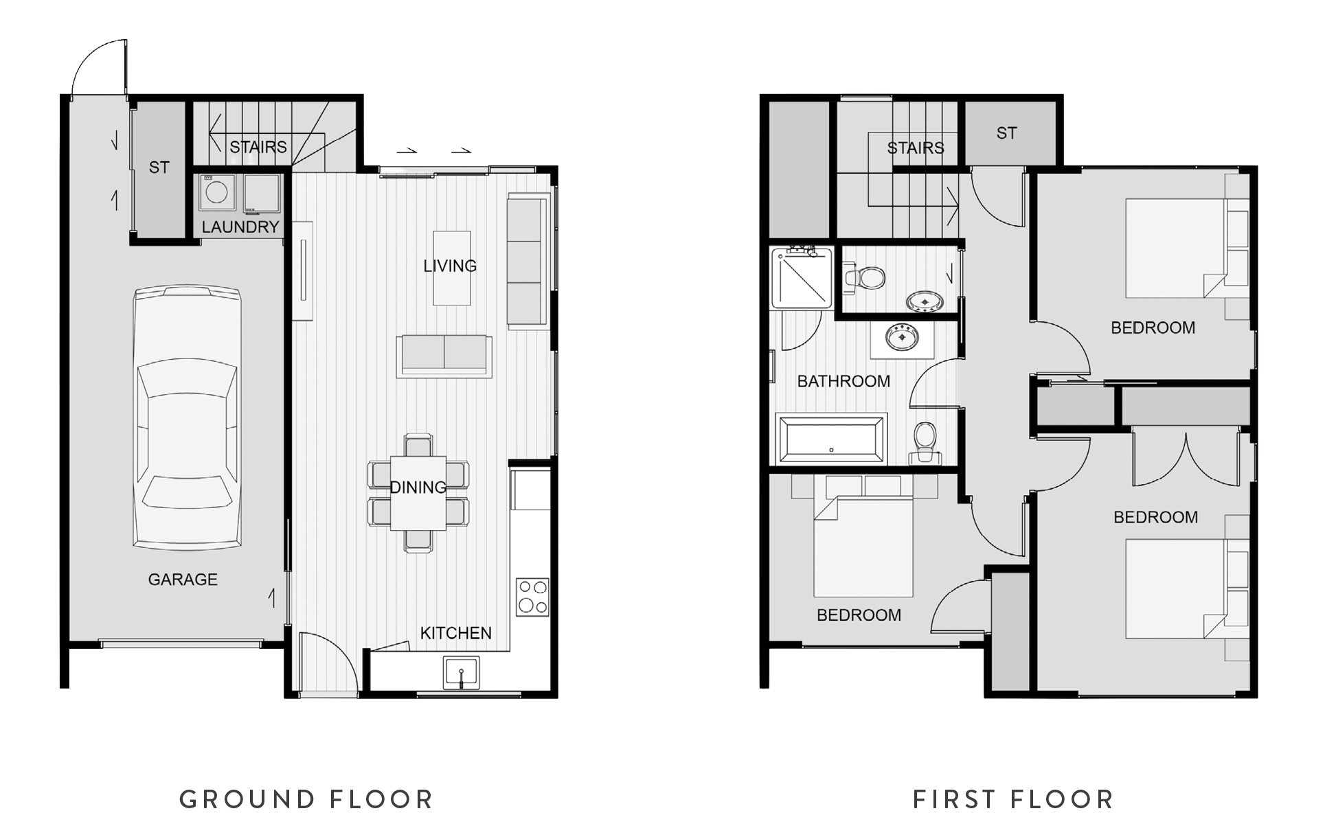 Ground and first floor plans for The Reserve Phase Two: Second Release's Type L house option