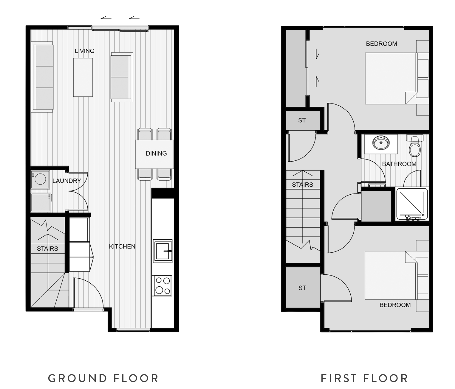Type J's ground and first floor plans, a The Reserve Second Release home design