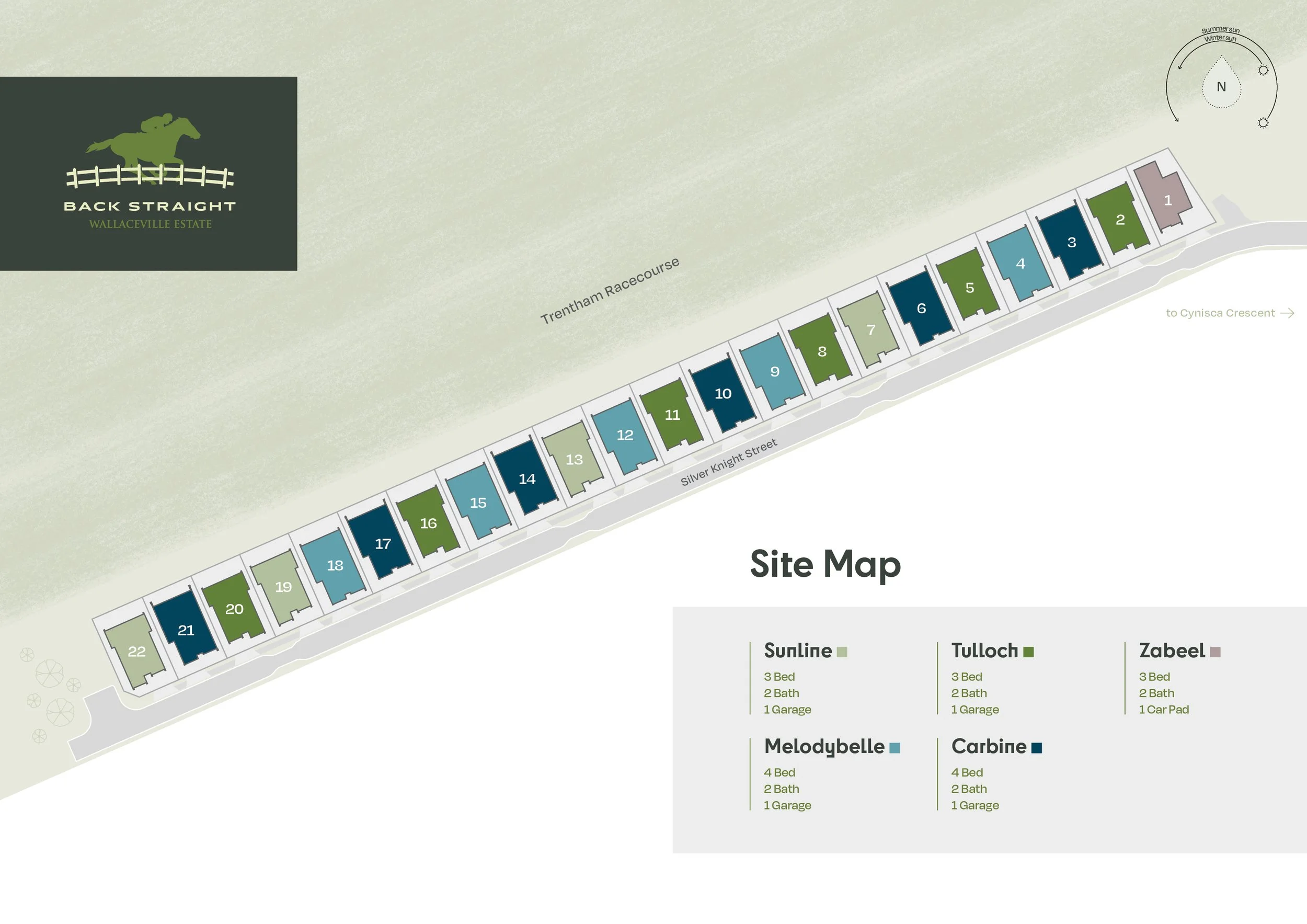 Full sitemap of Back Straight, a development by Gillies Group located at Trentham Racecourse