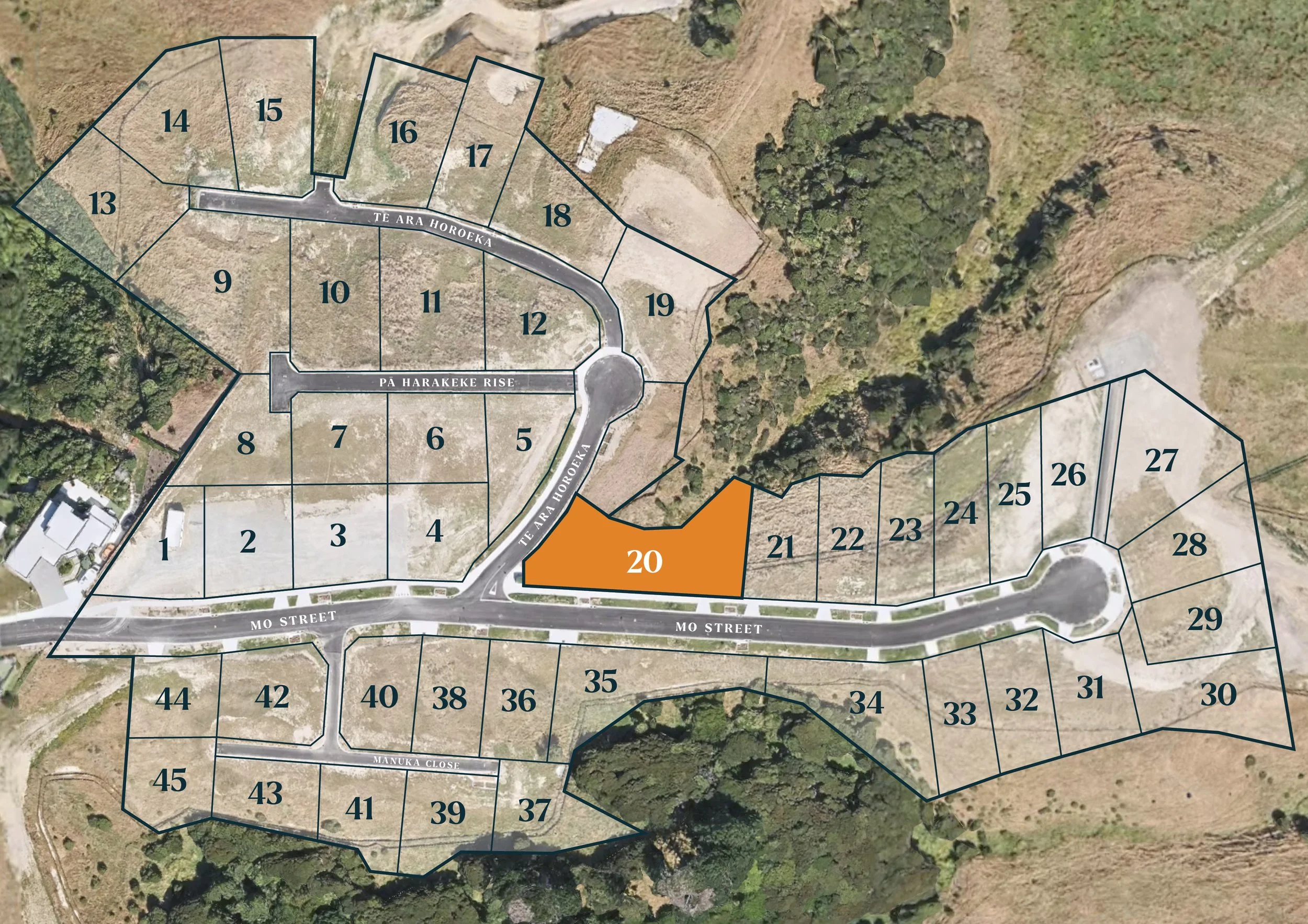 Lot 20 highlighted on the Plimmerton Heights' sitemap