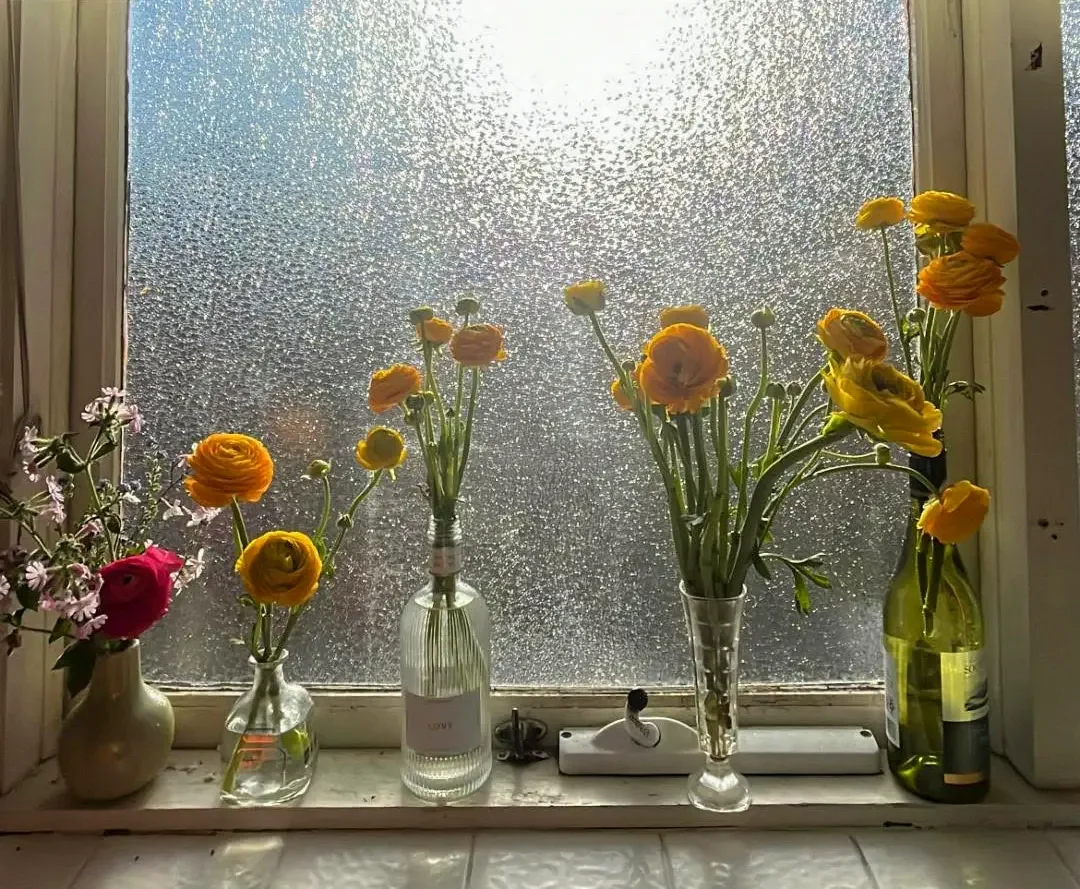 Picture by Luke: Yellow paper flowers brought home