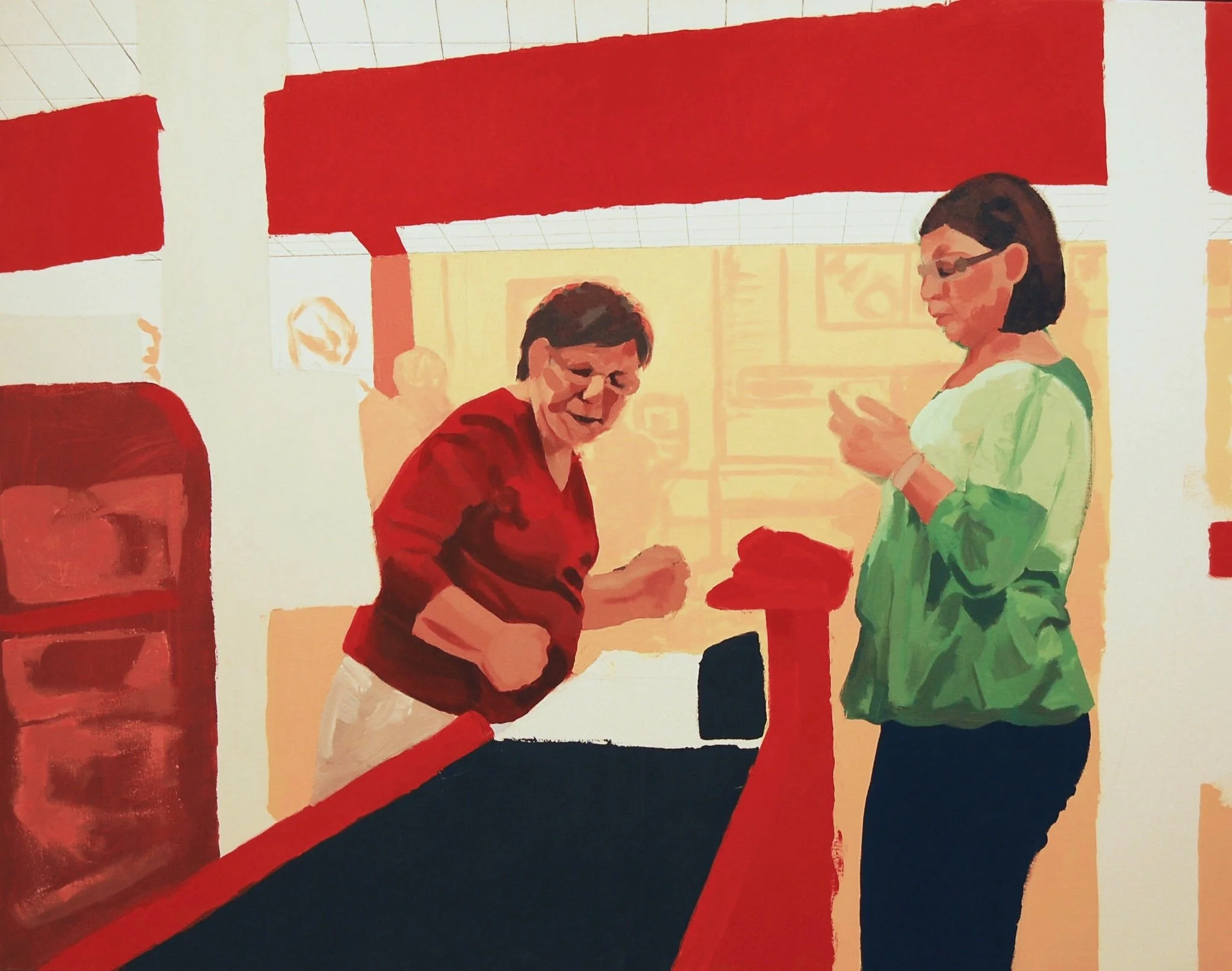 Non-People Interactions. 2014. Acrylic on canvas, professionally framed. 36” x 48”. $1300.